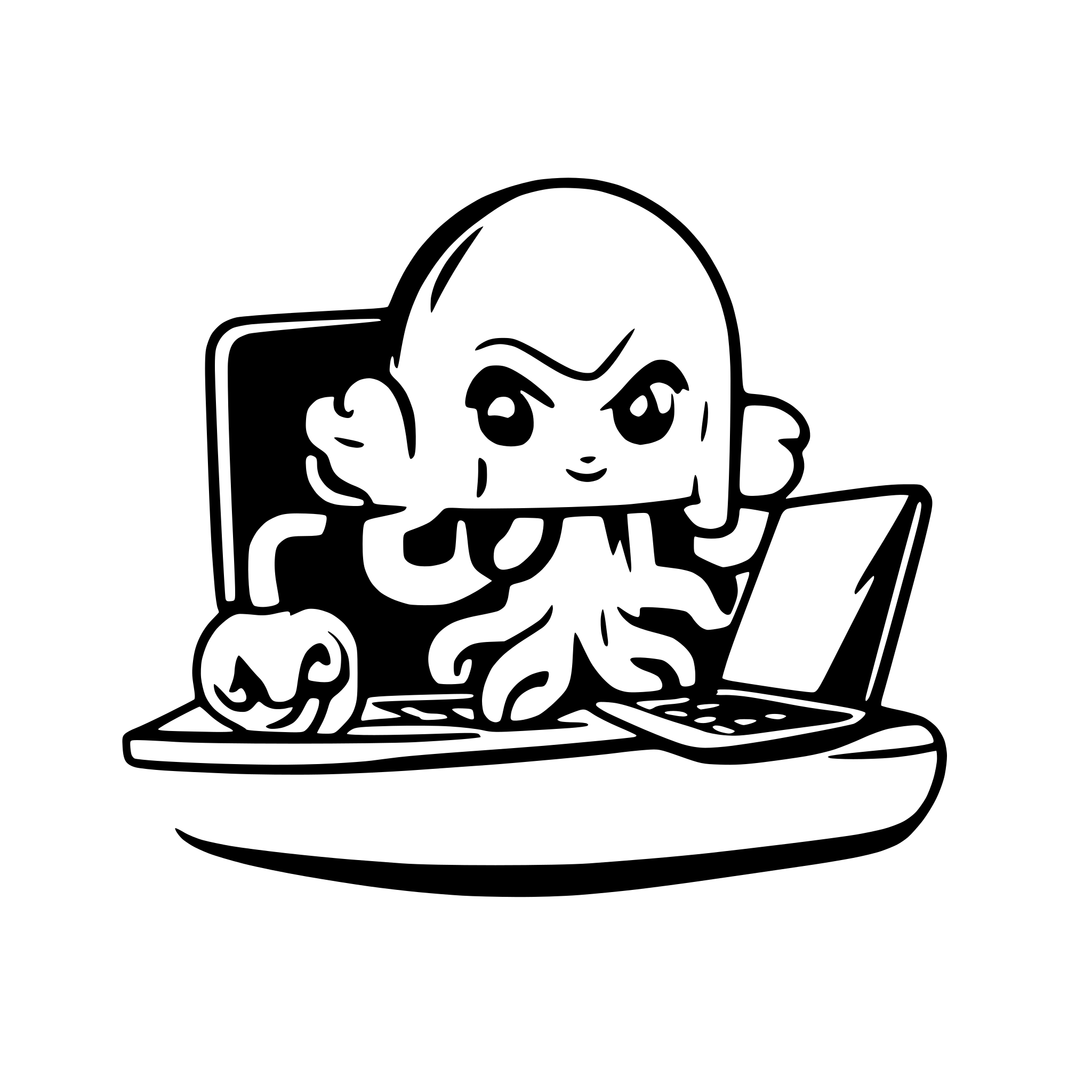 AI-generated SVG of 'octopus with hoody and laptop'
