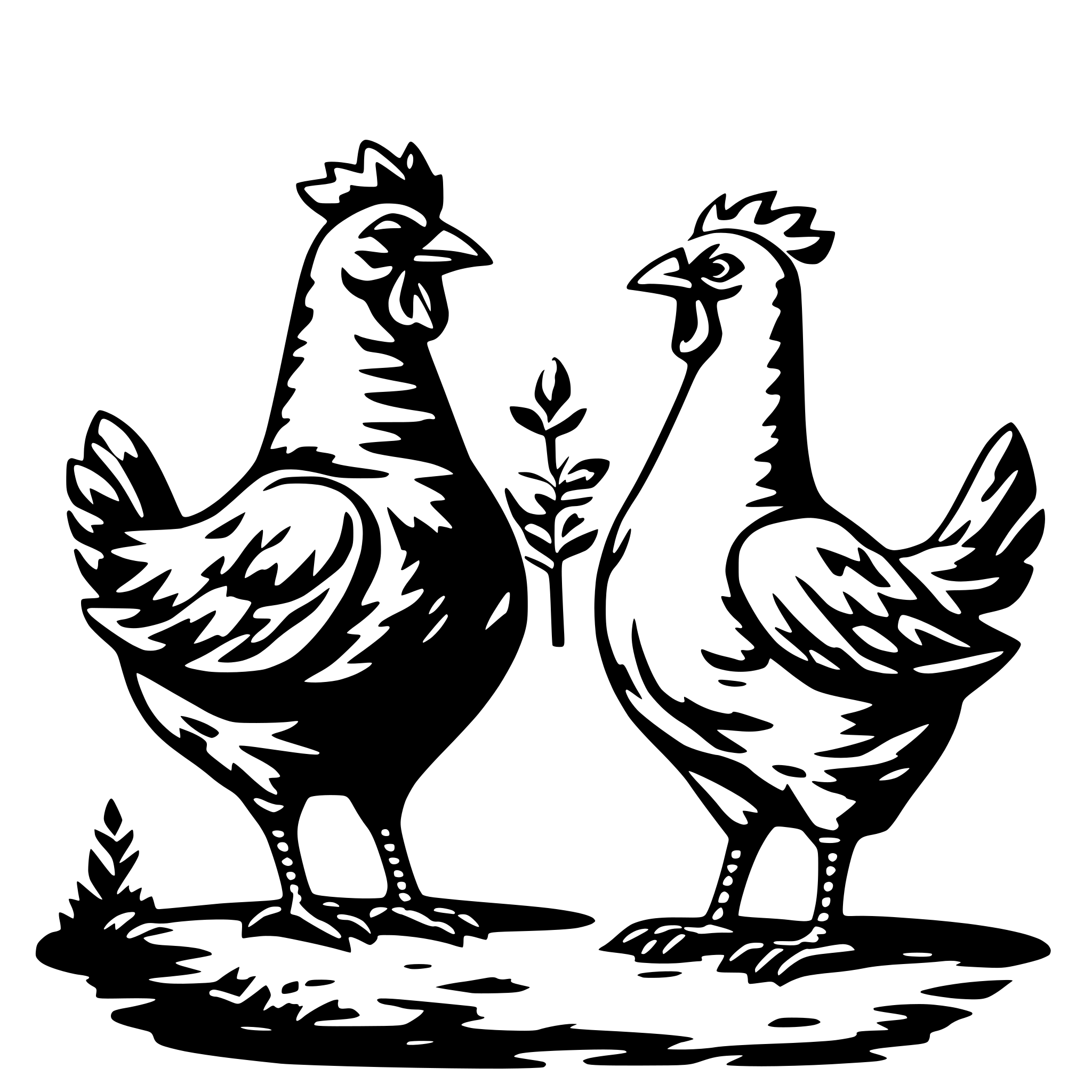 AI-generated SVG of 'rooter and hen arguing'
