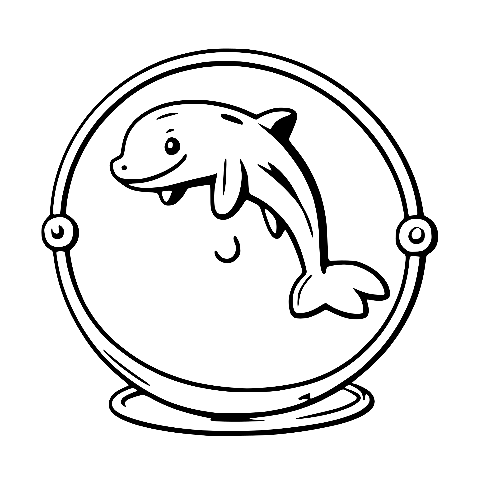 AI-generated SVG of a a dolphin jumping through a hoop