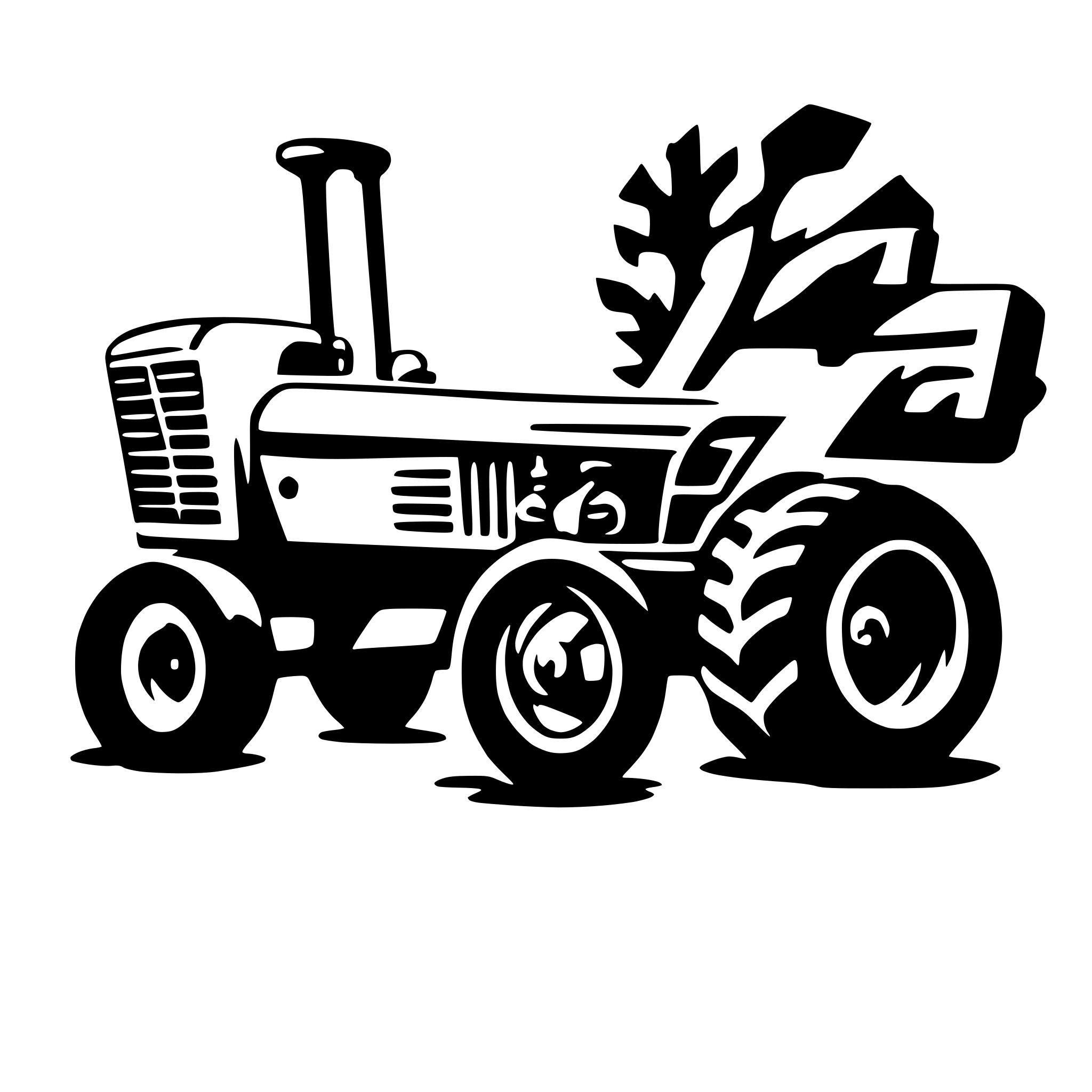 AI-generated SVG of a tractor and chainsaw
