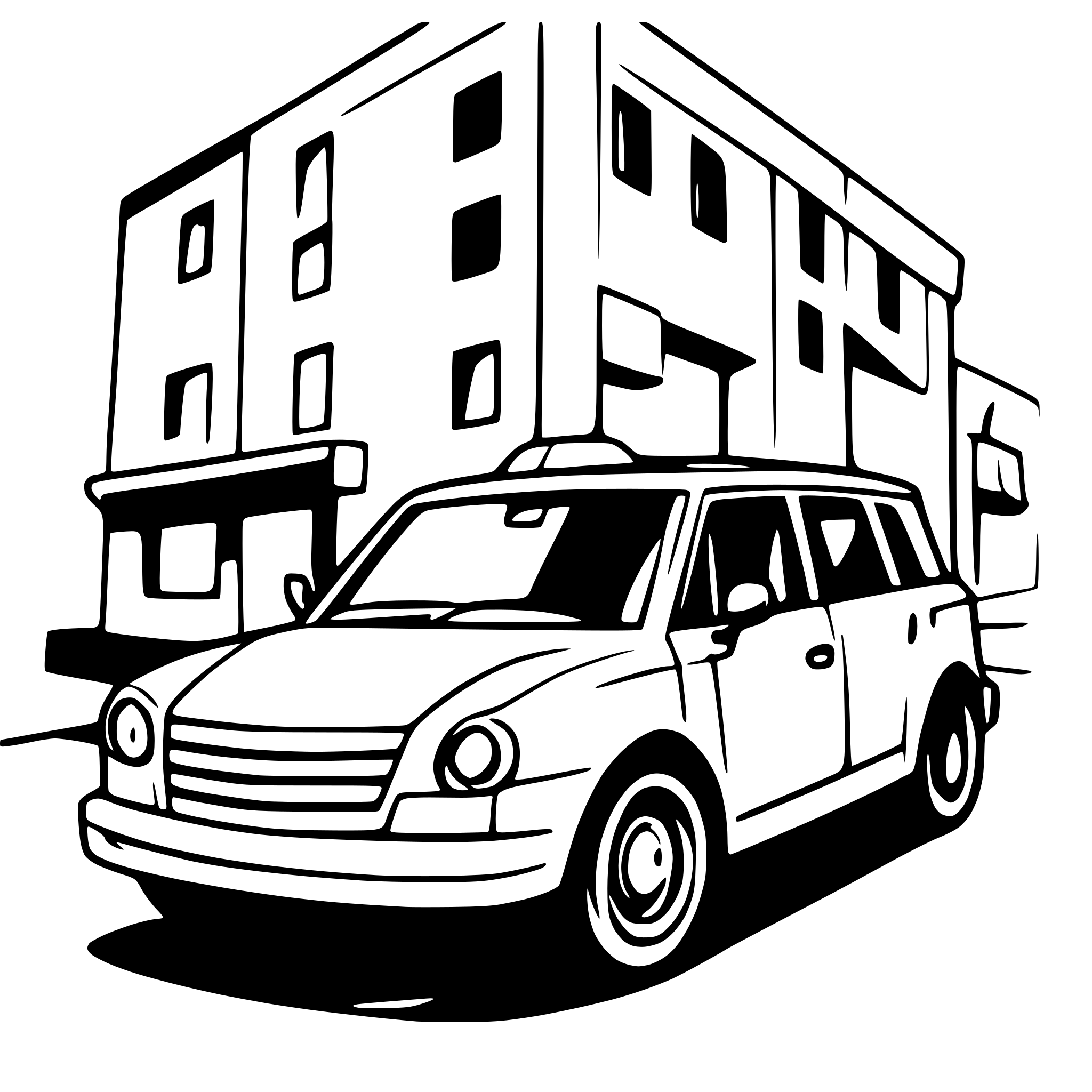 AI-generated SVG of 'Big Car and a street'