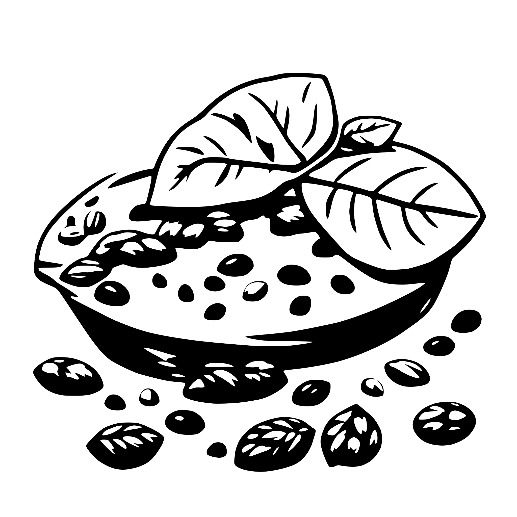 AI-generated SVG of 'Mouse food with mealworms, leaves, seeds'