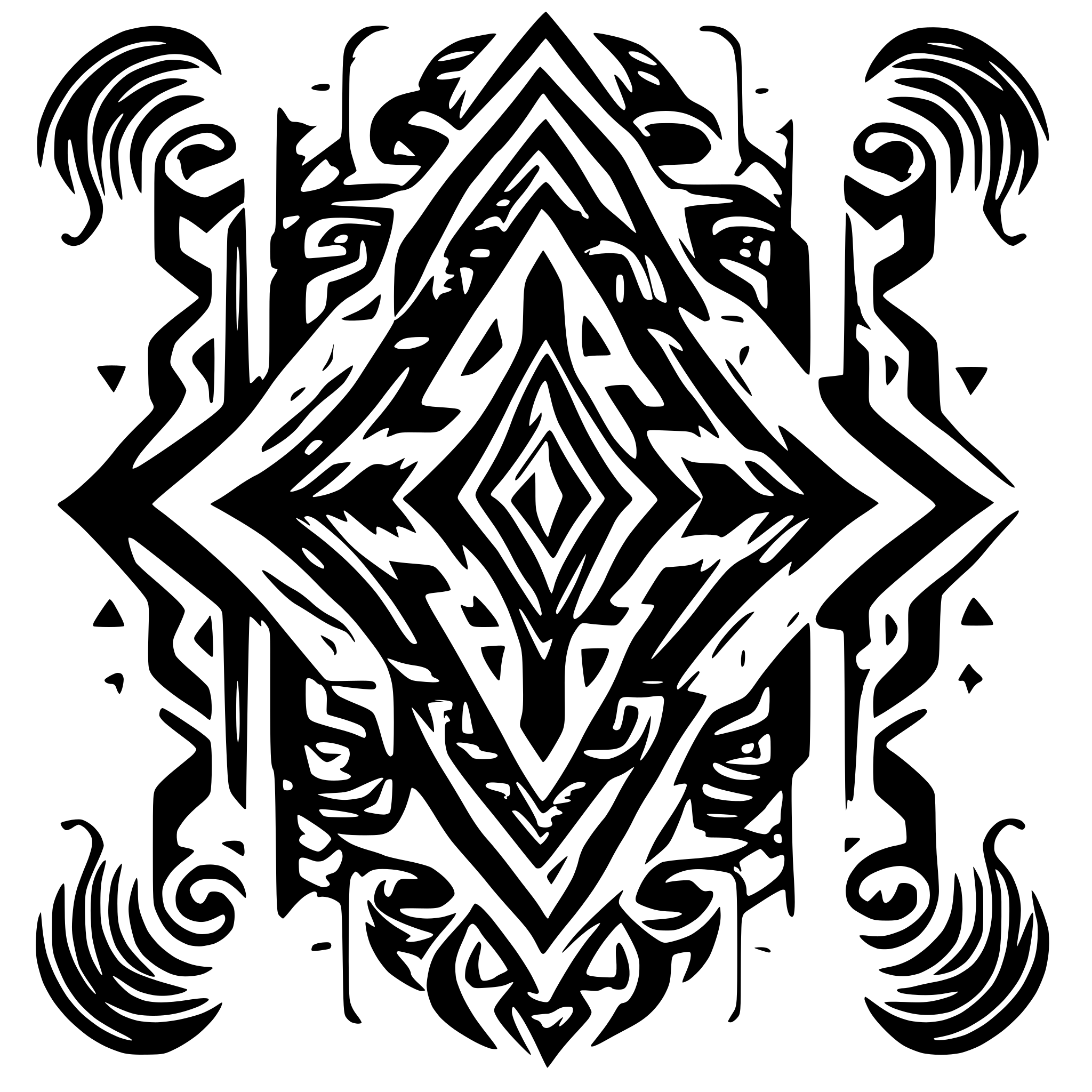 AI-generated SVG of 'horizontal underline for a title, using fancy waves and tribal like pattern in the middle, must be symmetrical'