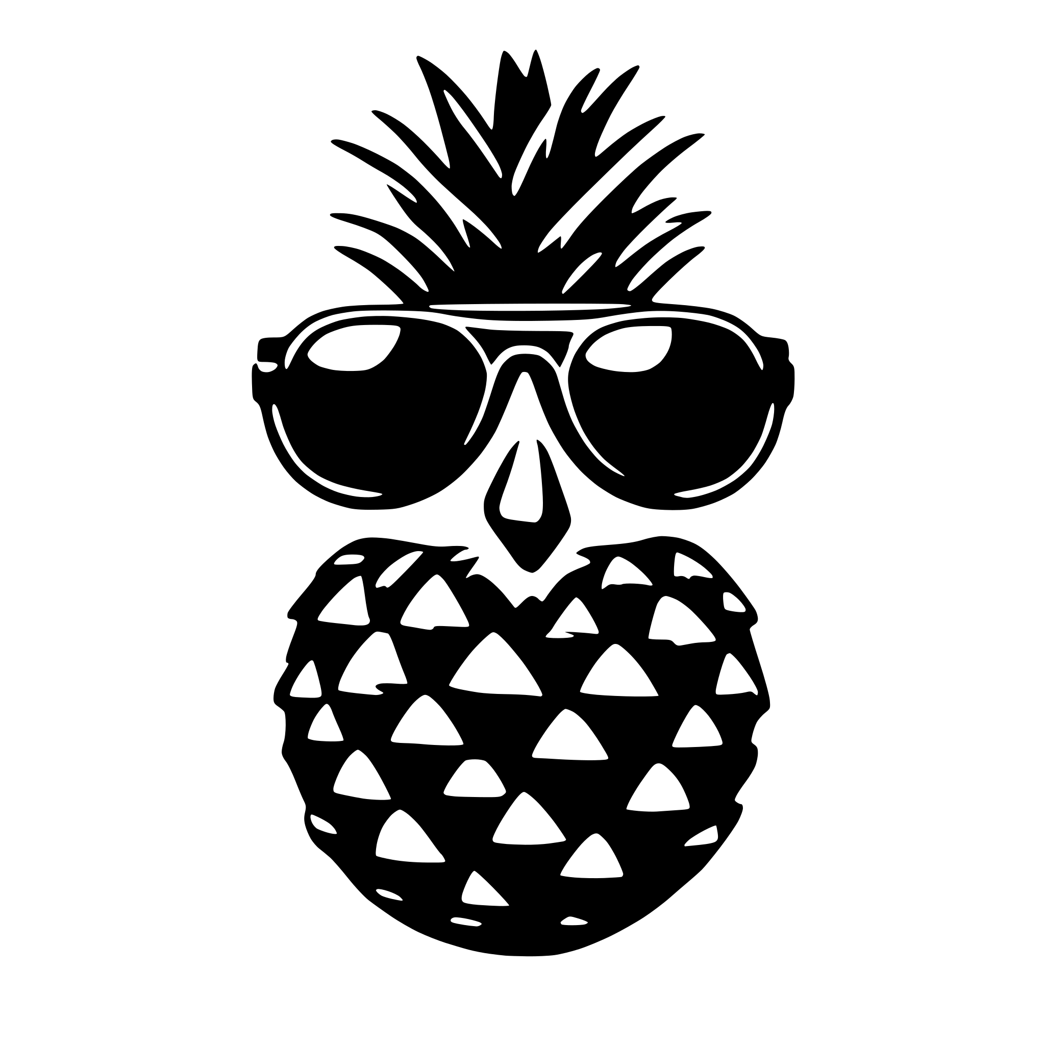 AI-generated SVG of 'pineappe with sunglasses'