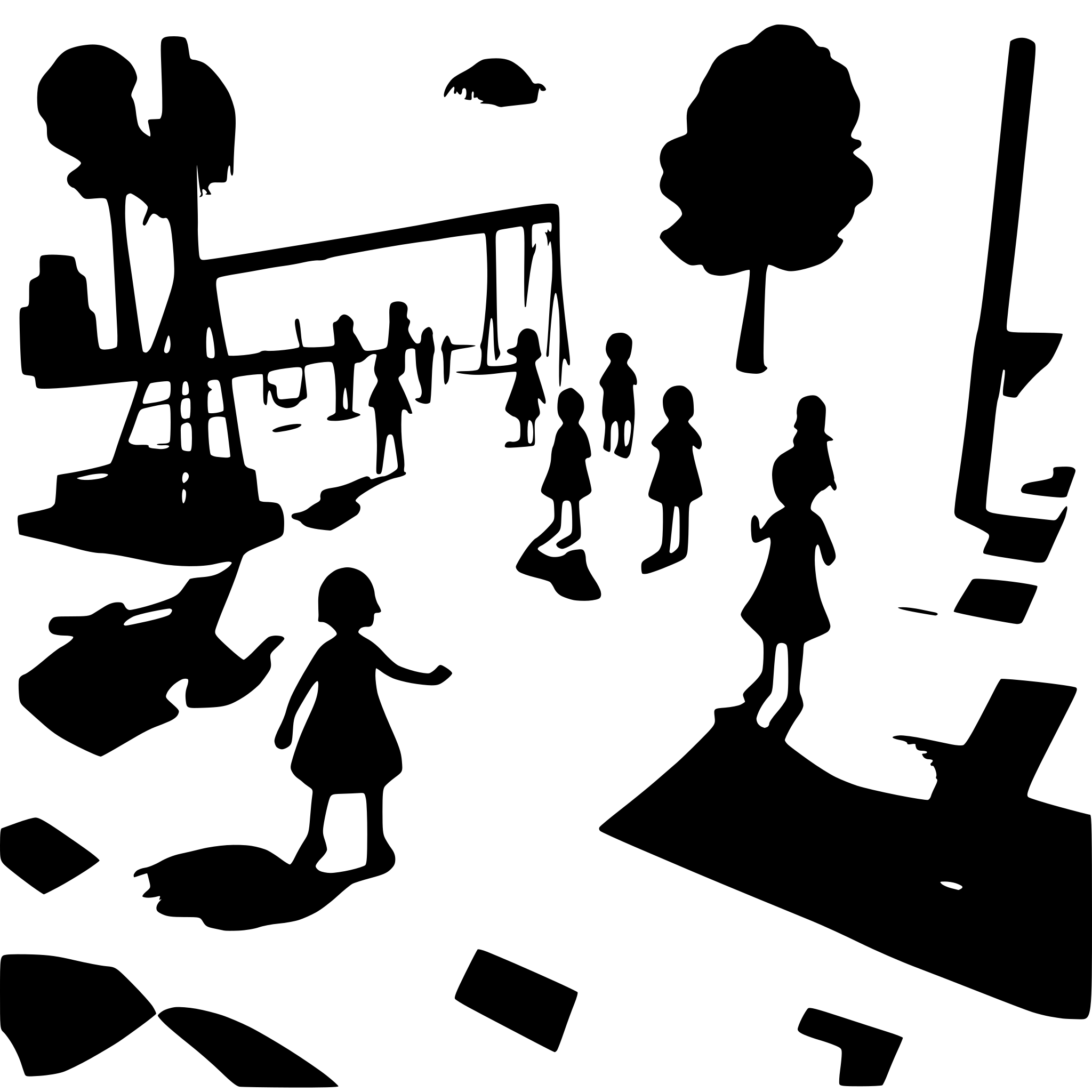 AI-generated SVG of a many children with smiling face paying on the playground