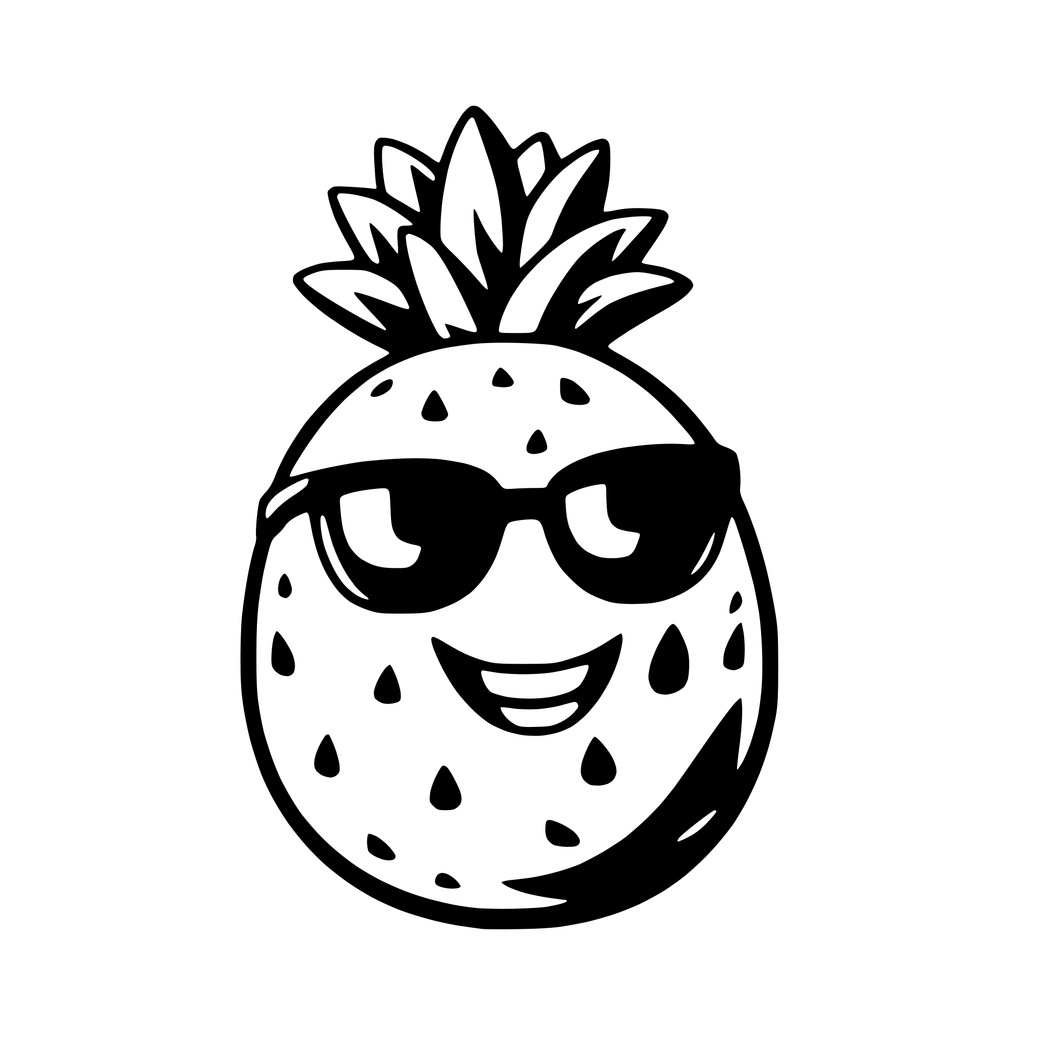 AI-generated SVG of 'a smiling pineapple wearing sunglasses'