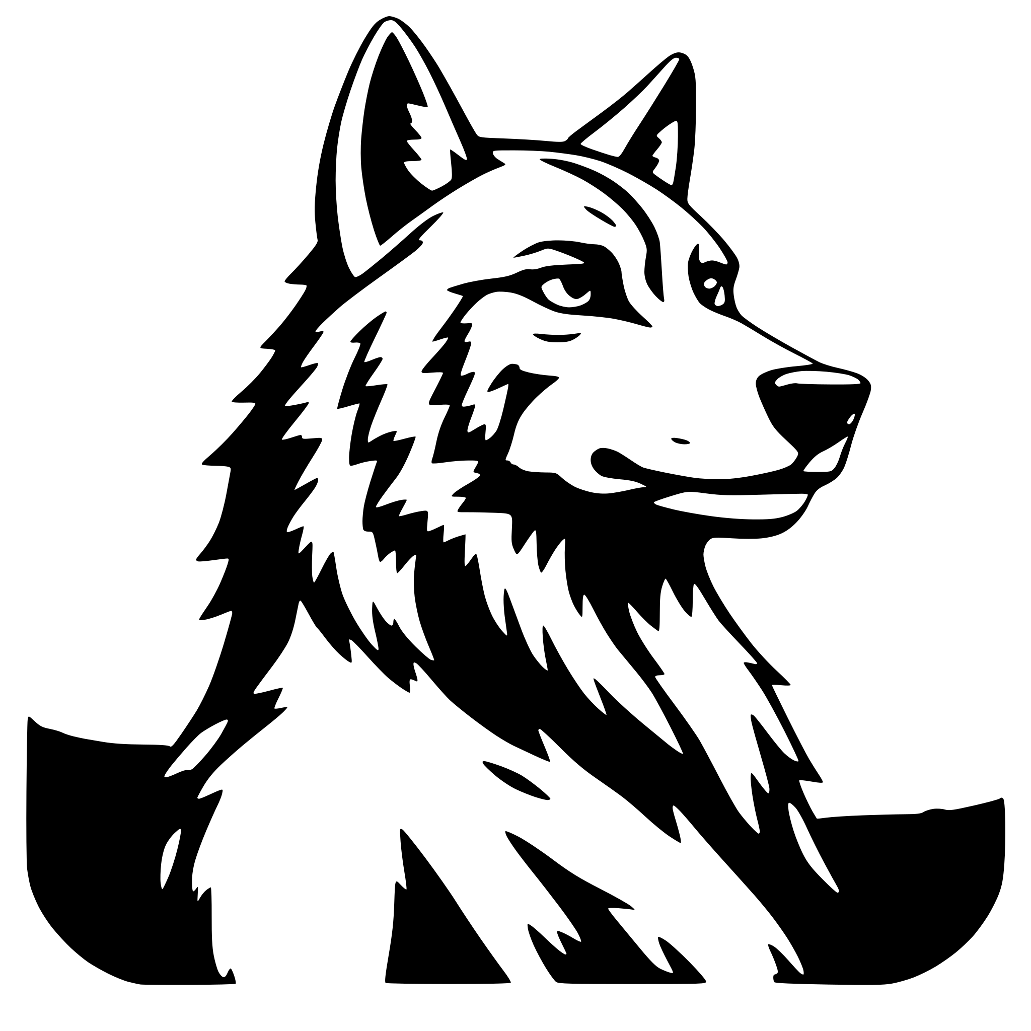 AI-generated SVG of a proud wolf, side view, nostalgic