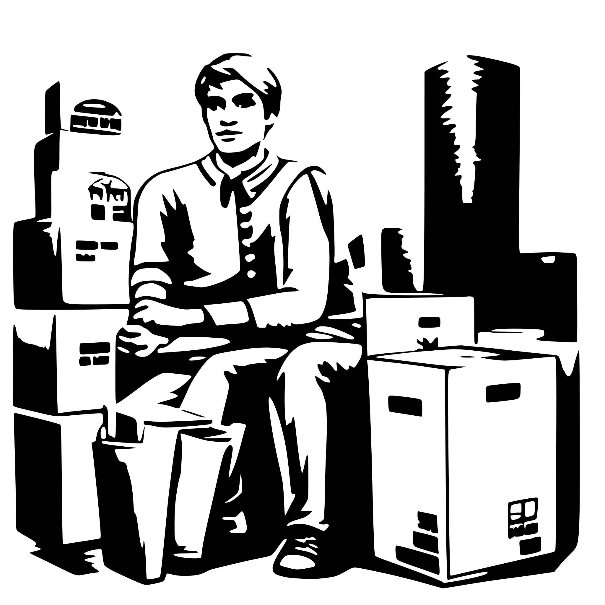AI-generated SVG of a A hero image of a man working in a warehouse with packages using sustainable kraft paper AI-generated SVG of a A hero image of a man working in a warehouse with packages using sustainable kraft paper