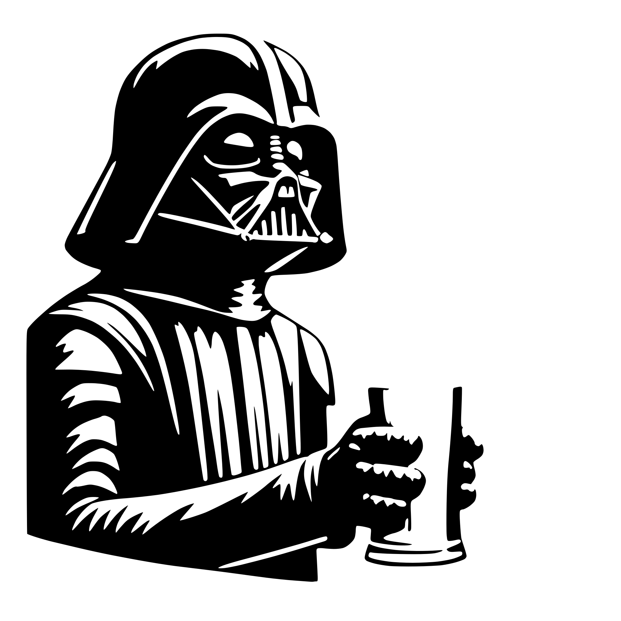 AI-generated SVG of a dark vador holding a beer