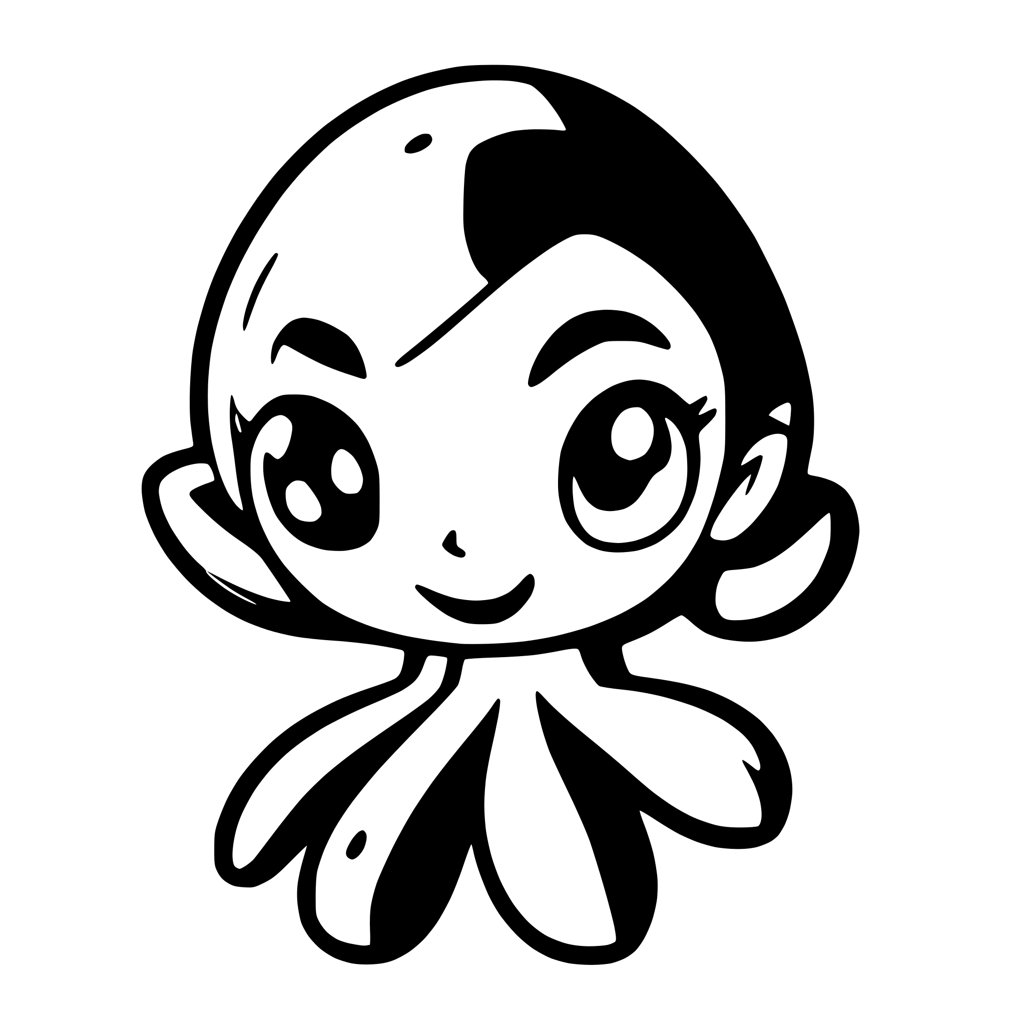 AI-generated SVG of a cartoon female octopus