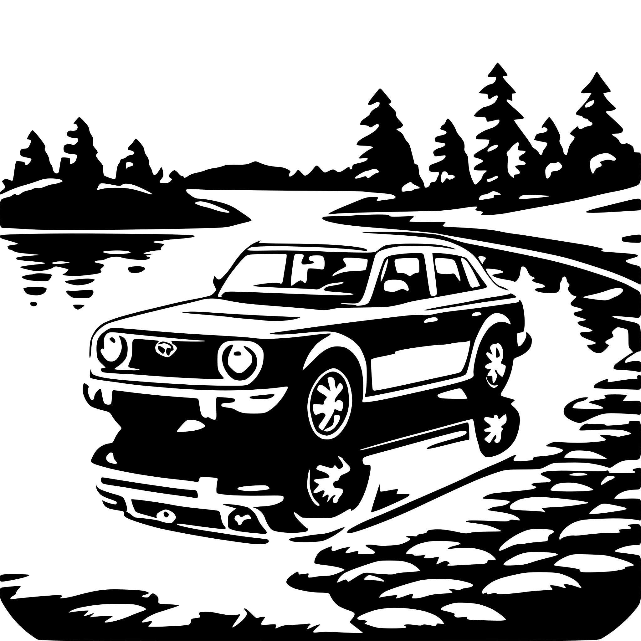 AI-generated SVG of 'a Toyota car in lake'