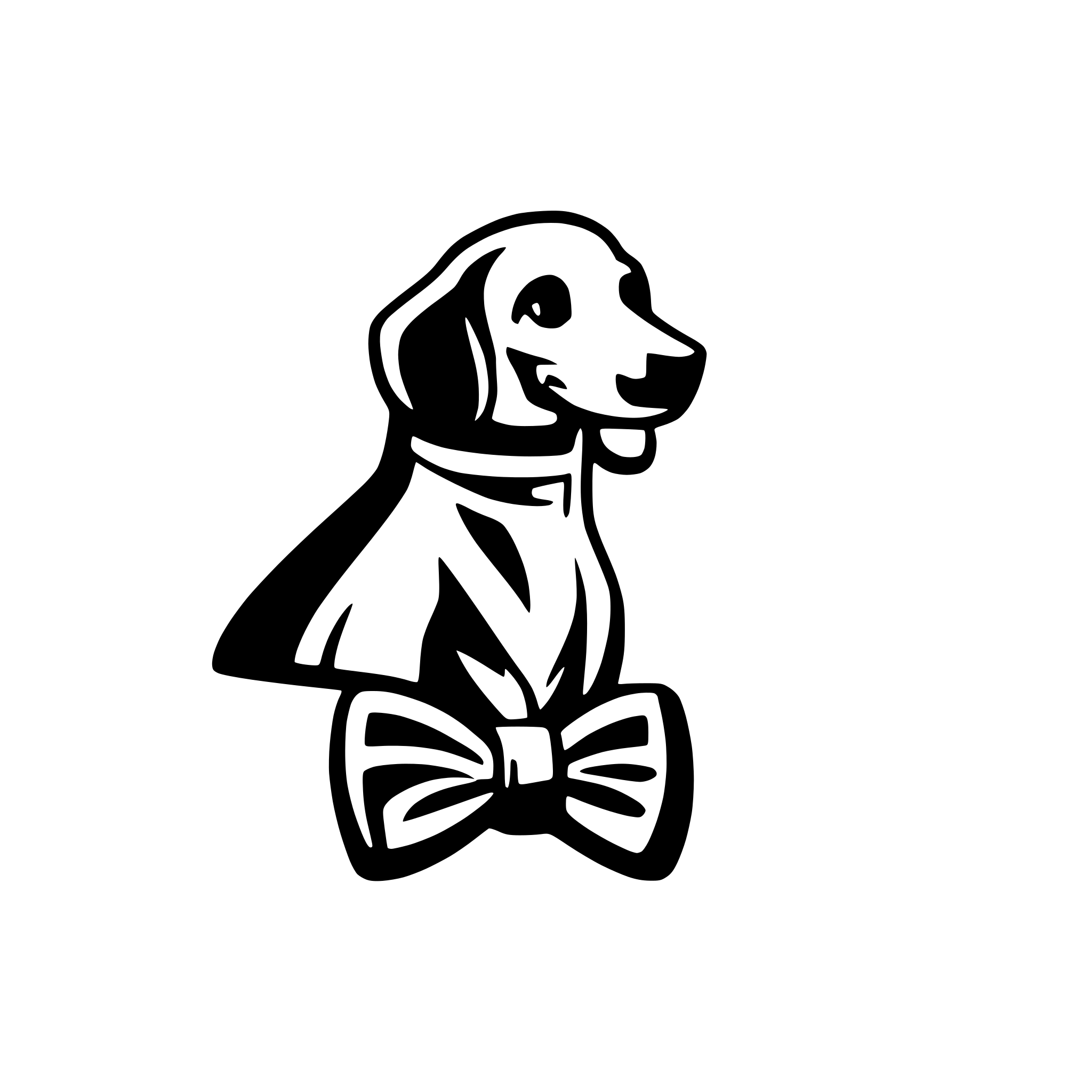 AI-generated SVG of a logo of a dachshund dog wearing a bowtie