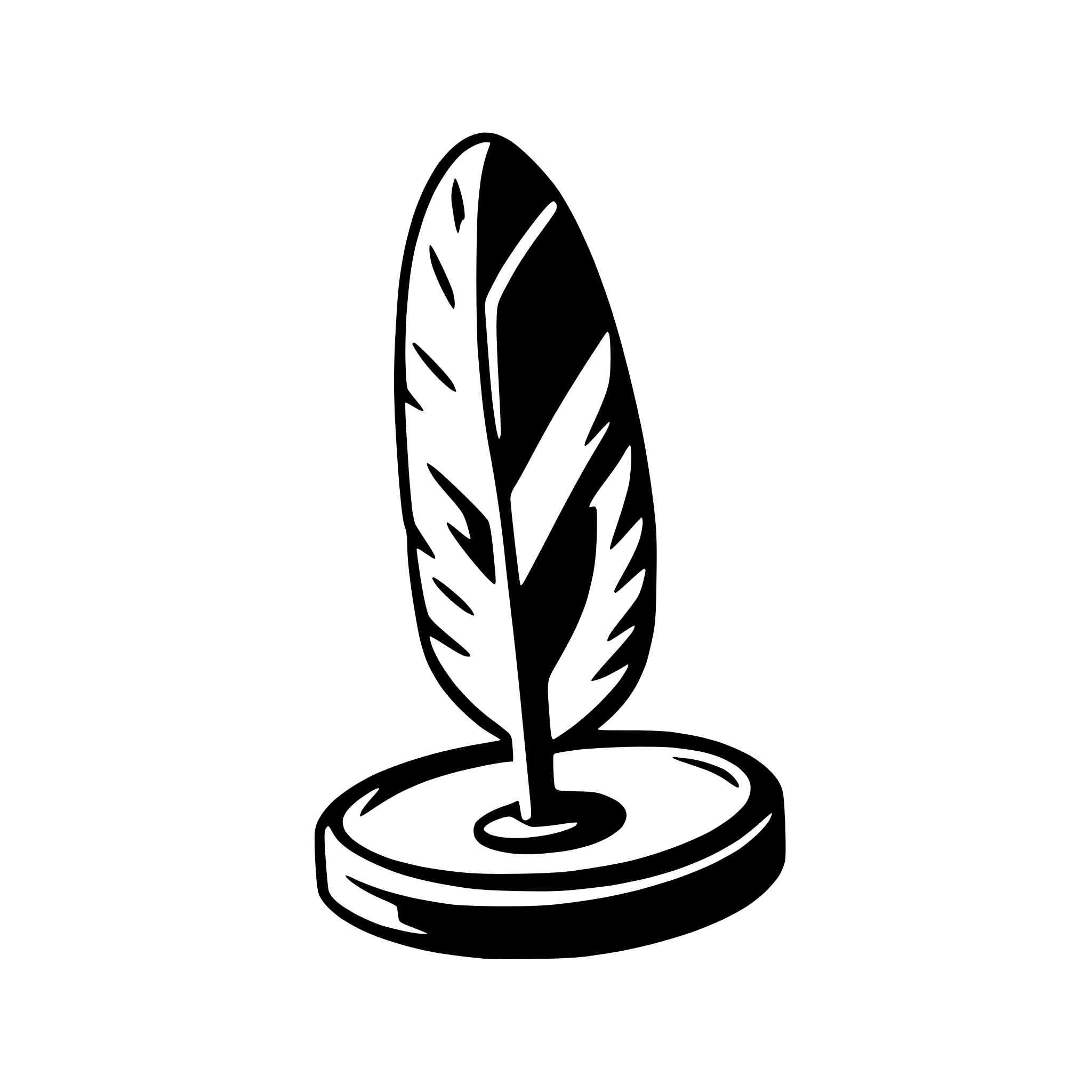 AI-generated SVG of 'feather quill and inkwell'