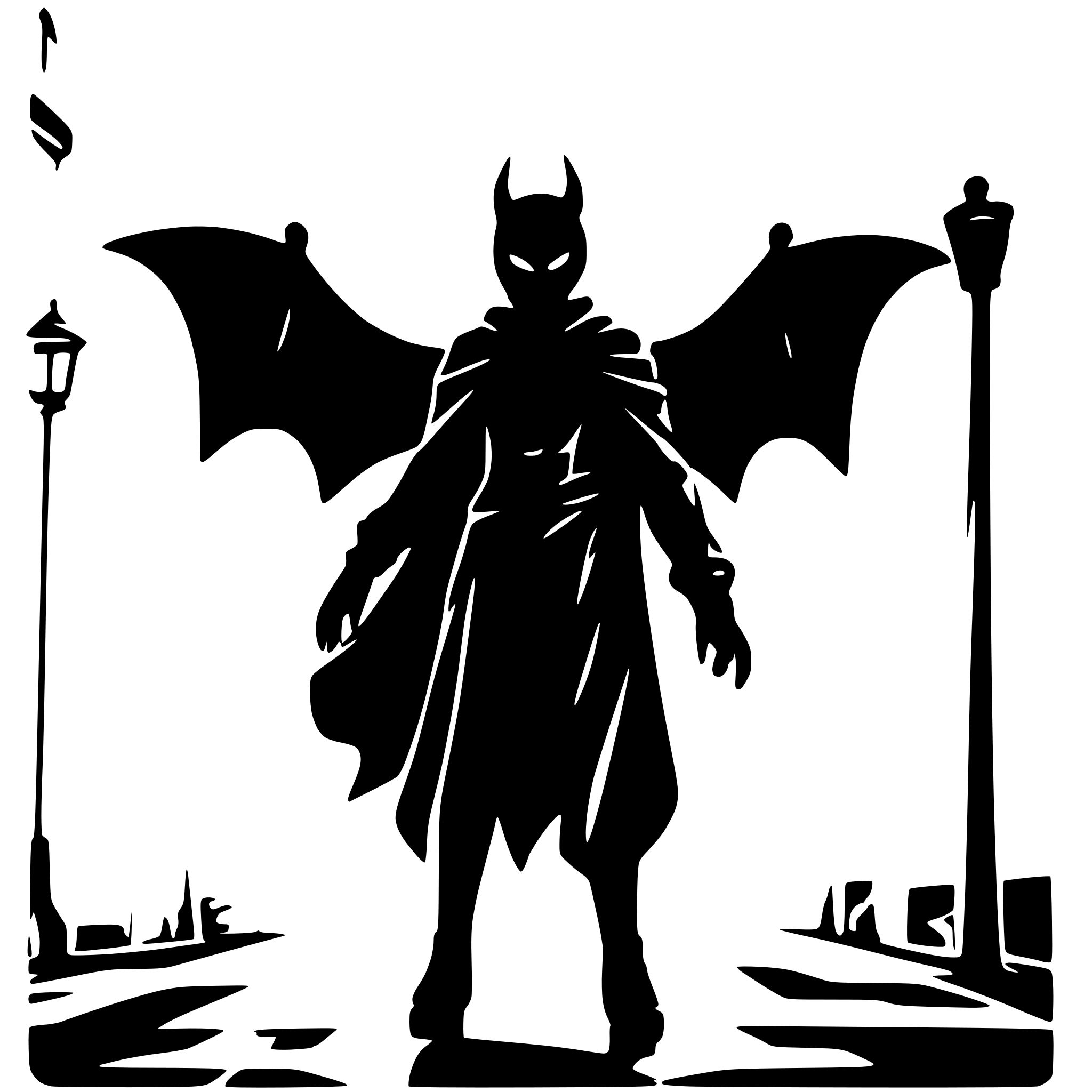 AI-generated SVG of a sorceror batwings hellfire city street cars demon wings