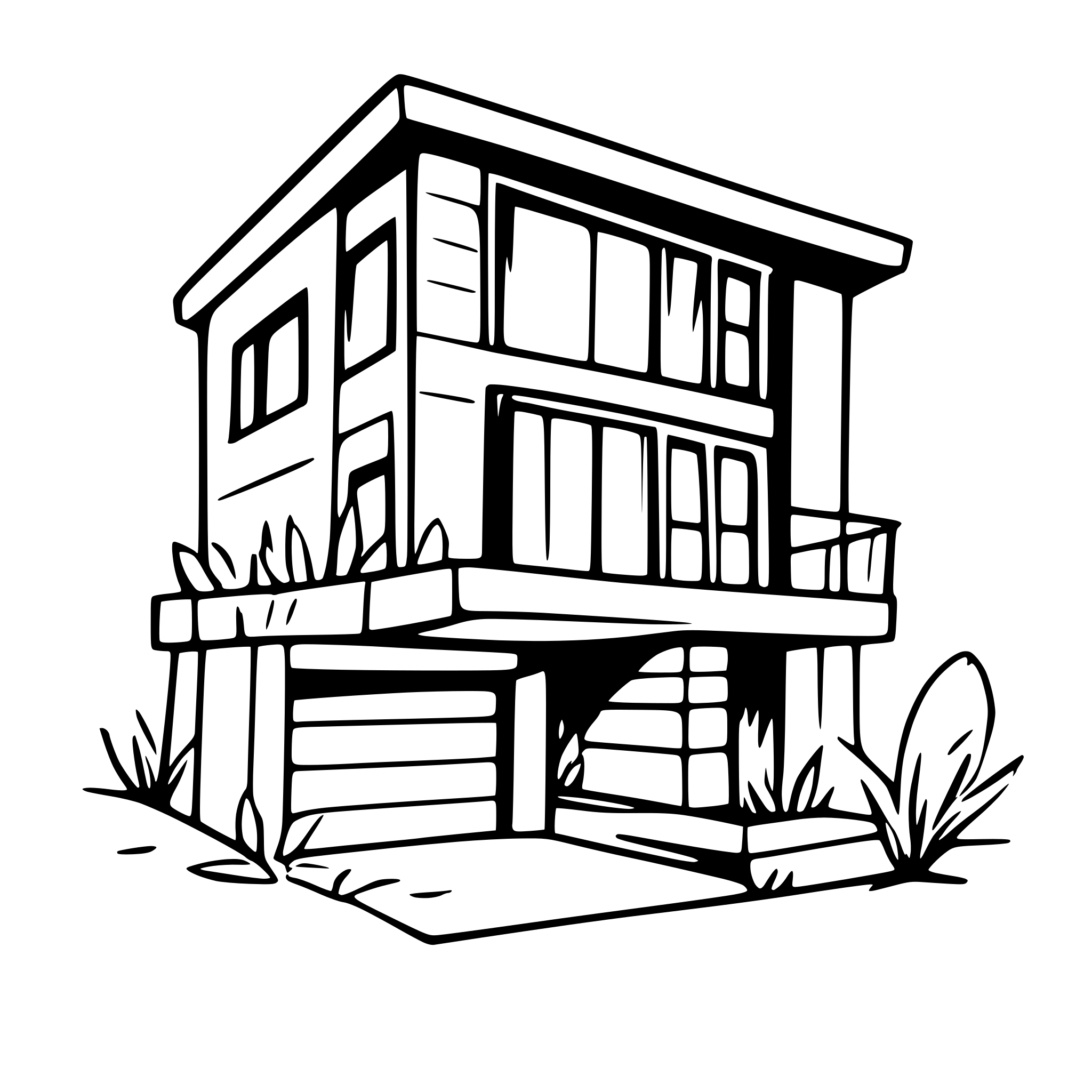 AI-generated SVG of a mid-century modern house architectural drawing AI-generated SVG of a mid-century modern house architectural drawing