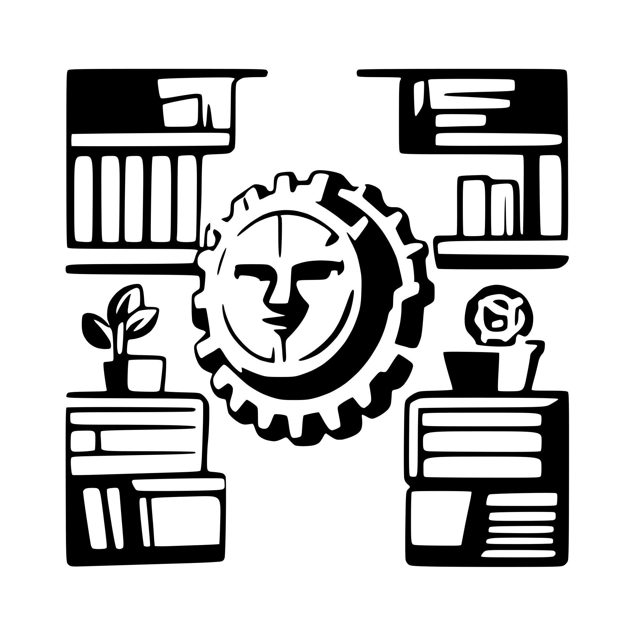 AI-generated SVG of 'A pure white “H” letter masked with the combination of gears and books and book shelves.'