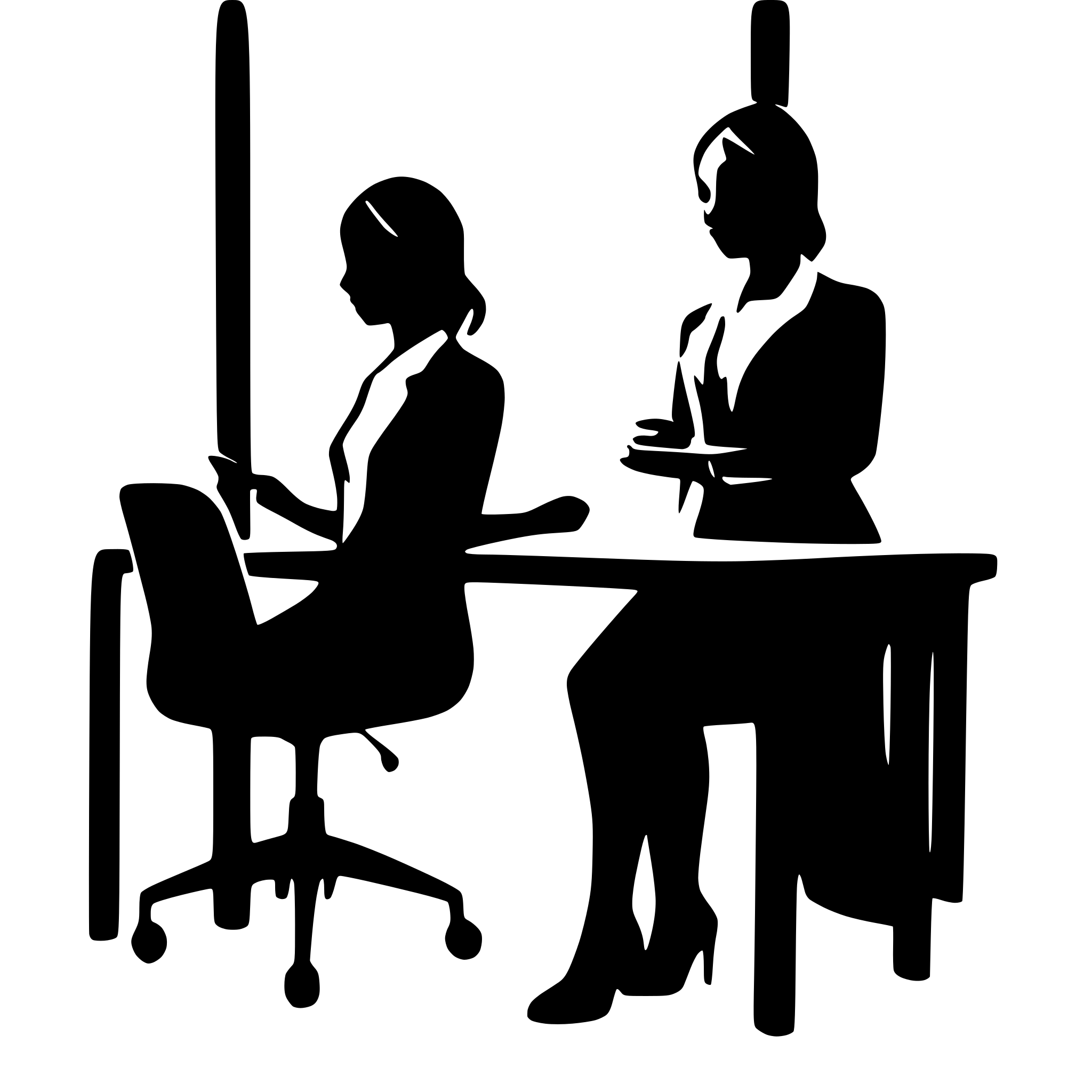 AI-generated SVG of a colleagues at work, silhouettes only black and white
