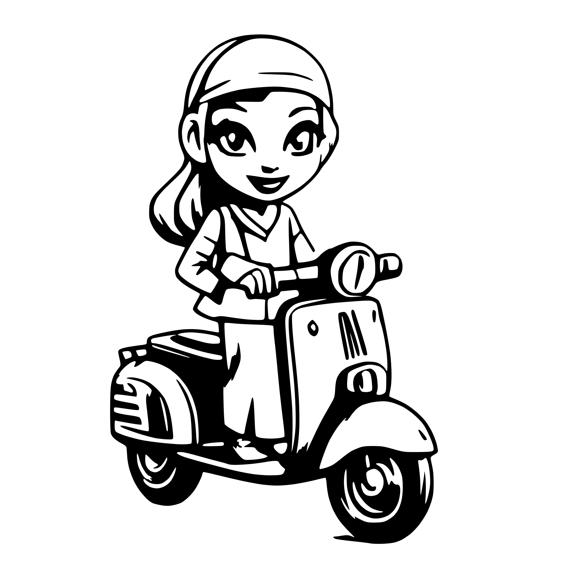 AI-generated SVG of a Girl on a vespa with 40