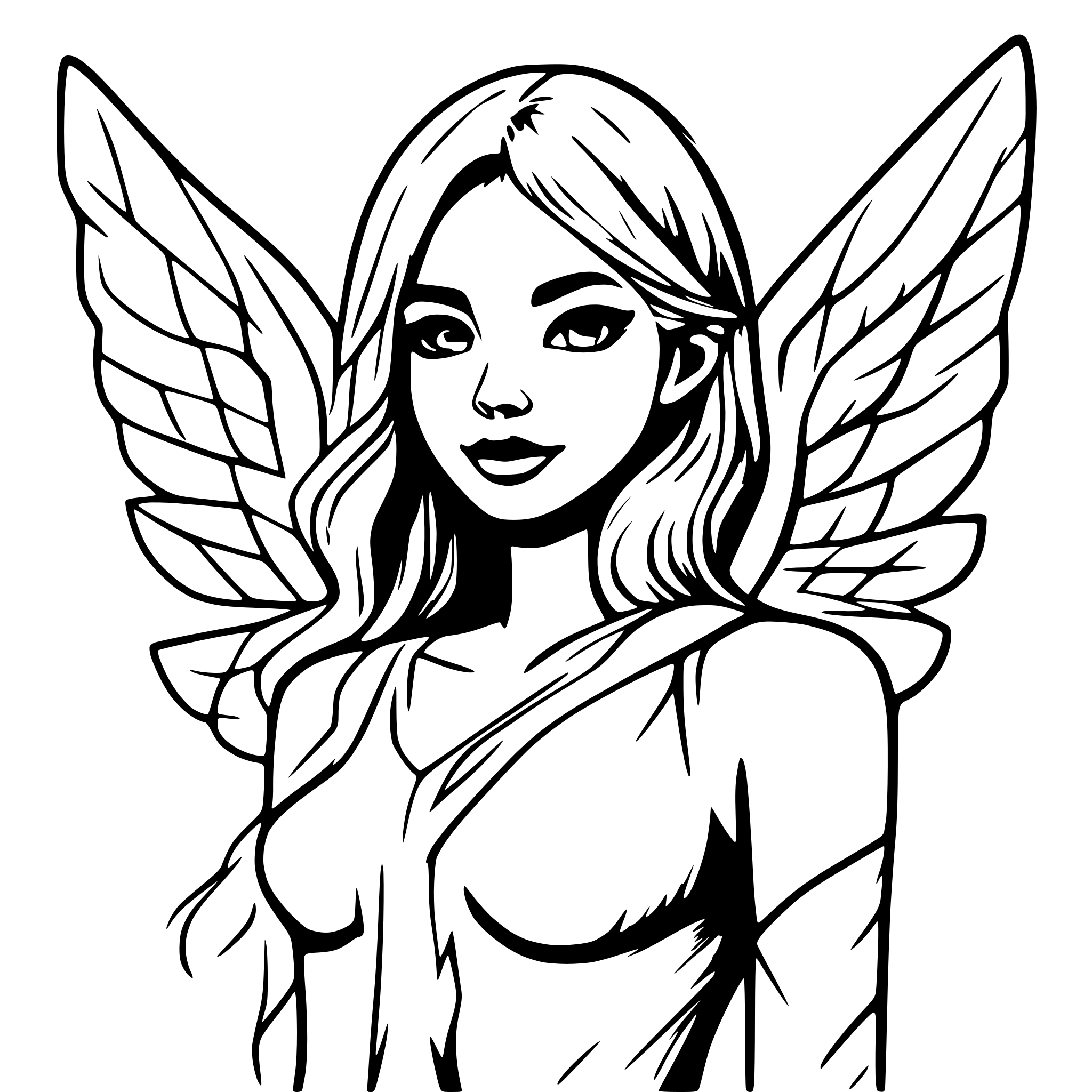 AI-generated SVG of a Generate a female angel with beautiful wings. It should be enchanting, but not too sexy
