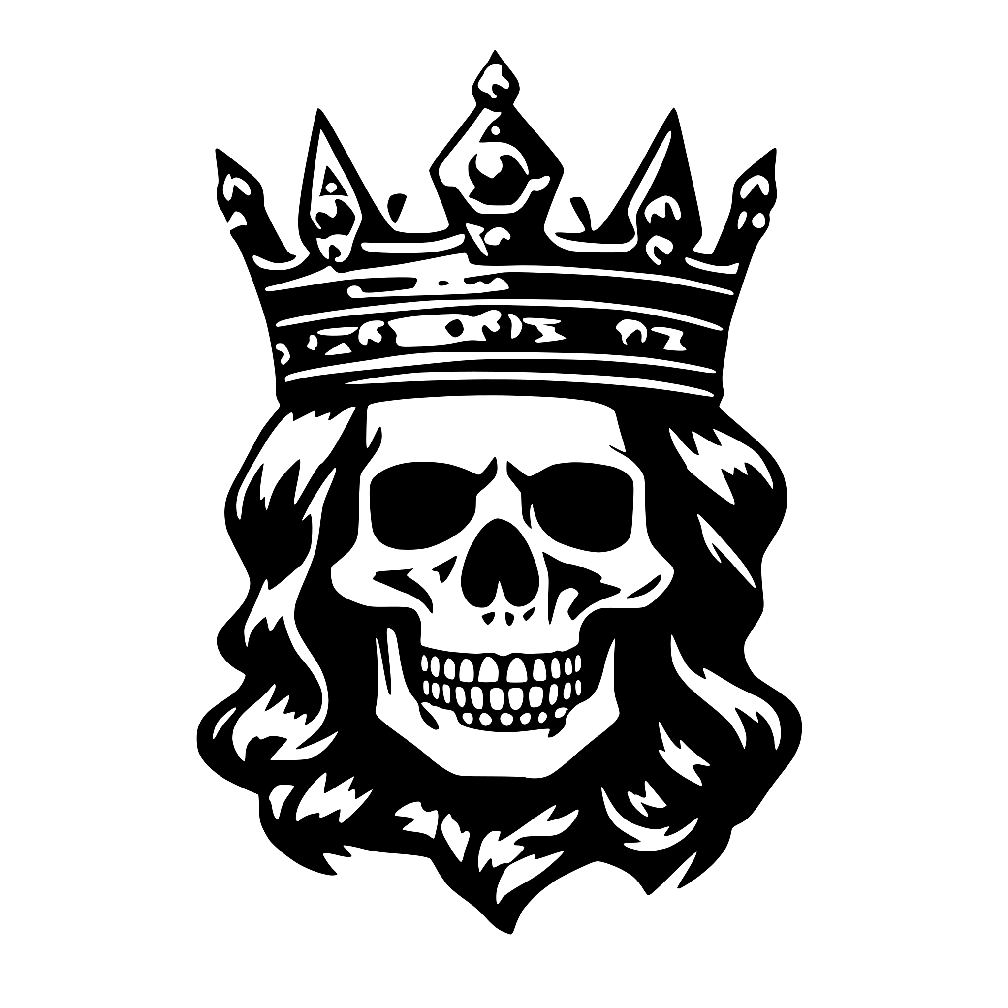 AI-generated SVG of 'Skull head with King crown'