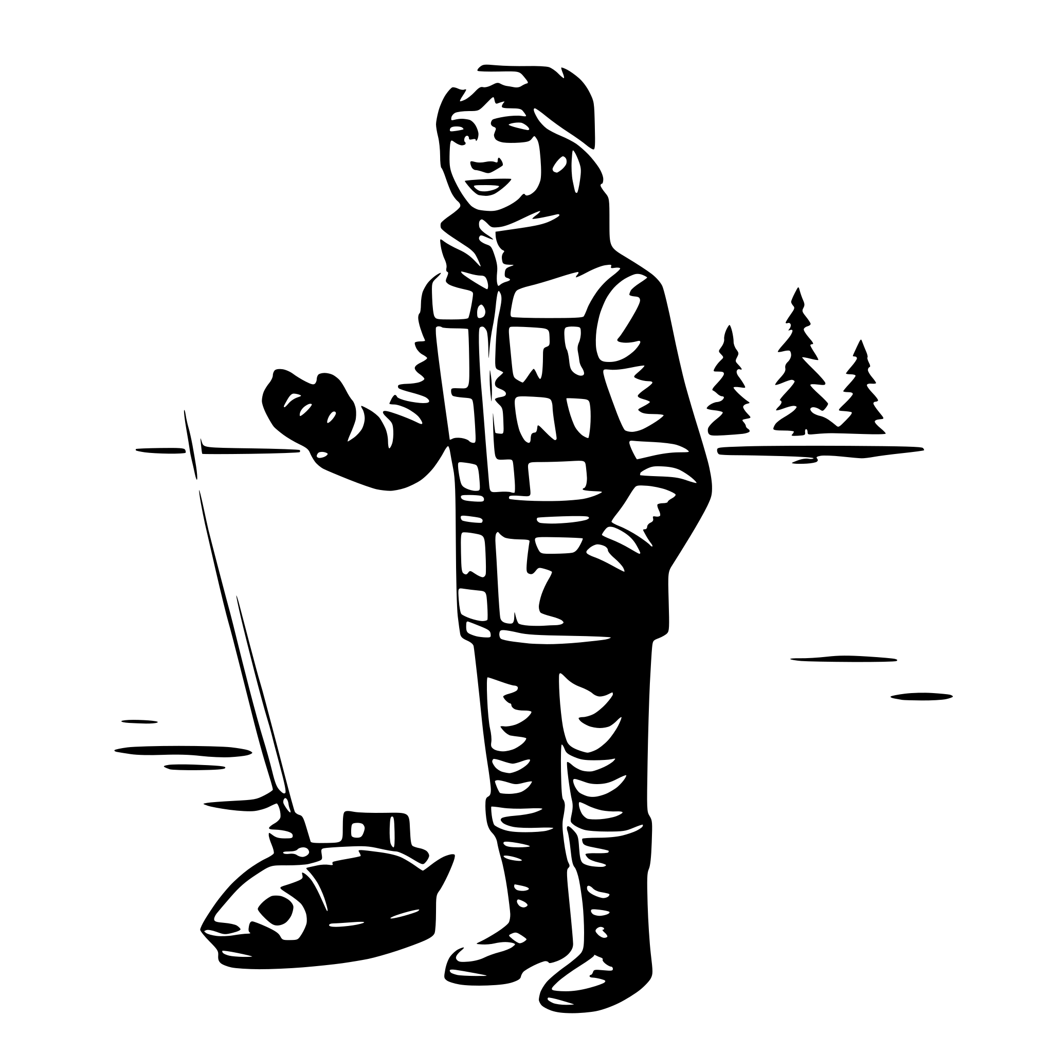 AI-generated SVG of a Guy ice fishing