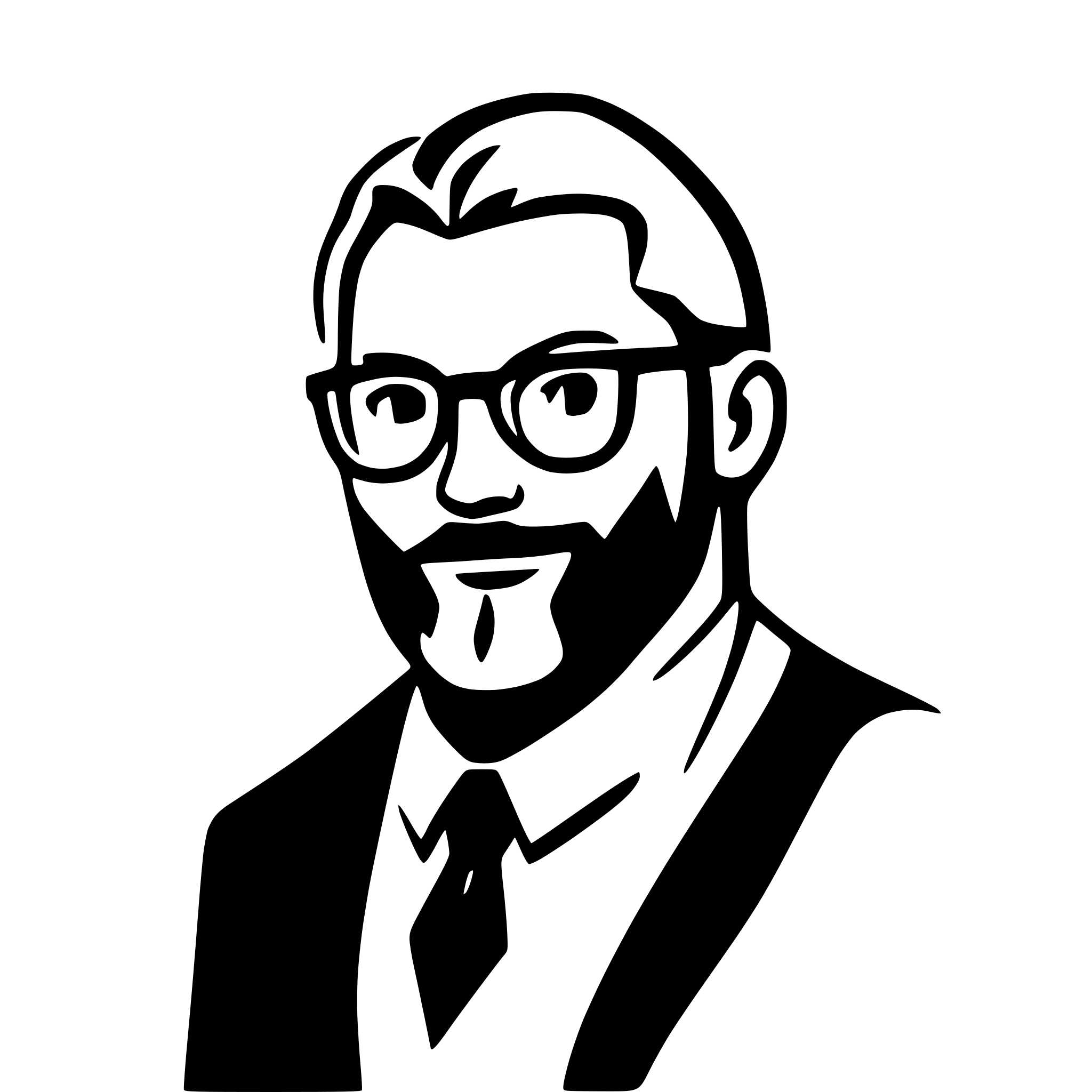 AI-generated SVG of a a full-bodied image of a dishevelled middle-aged man with black glasses and a beard
