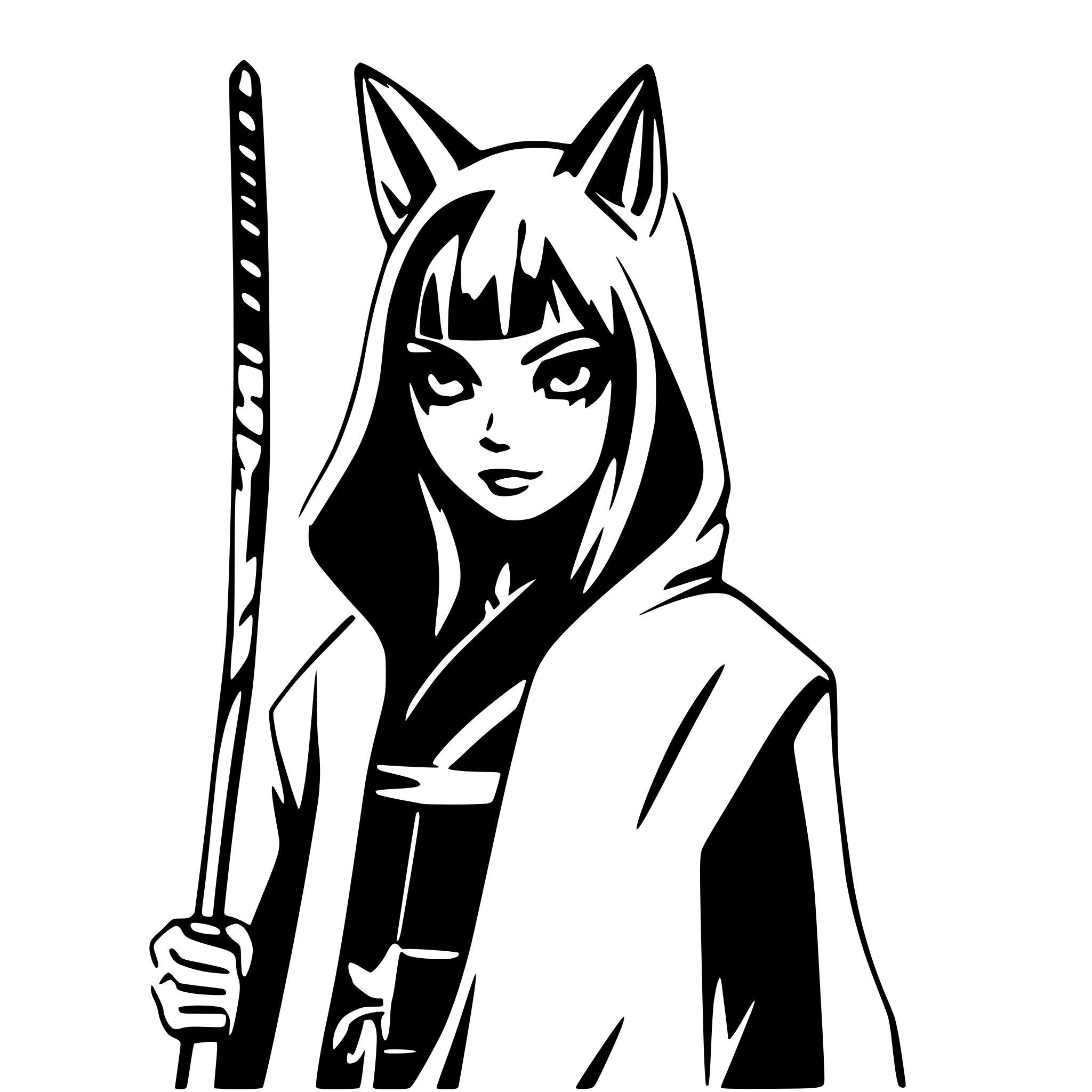 AI-generated SVG of a Kabuki-kitsune dark ninja