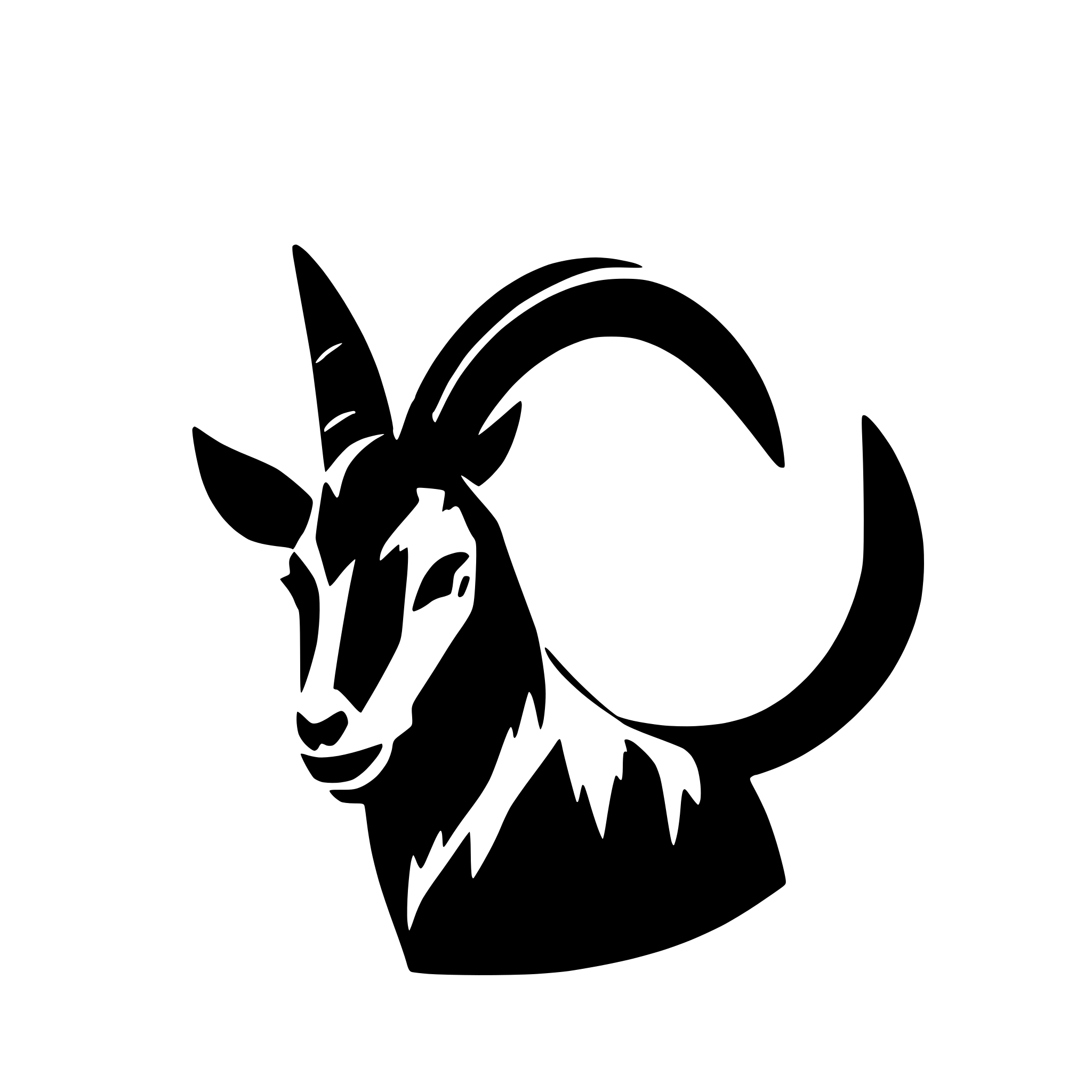 AI-generated SVG of a solid black goat silhouette no white