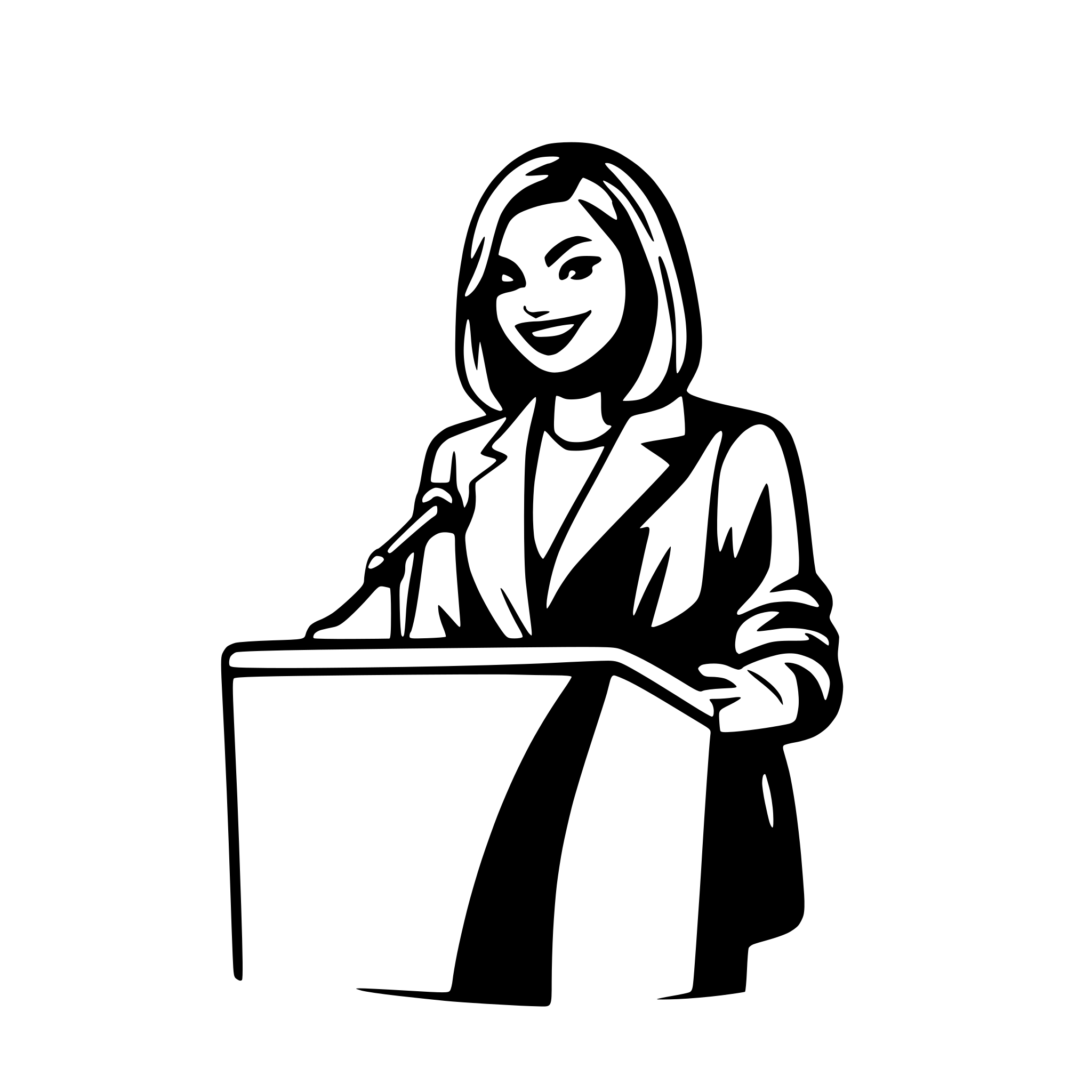 AI-generated SVG of a Presenter at a podium hosting a press conference before reporters