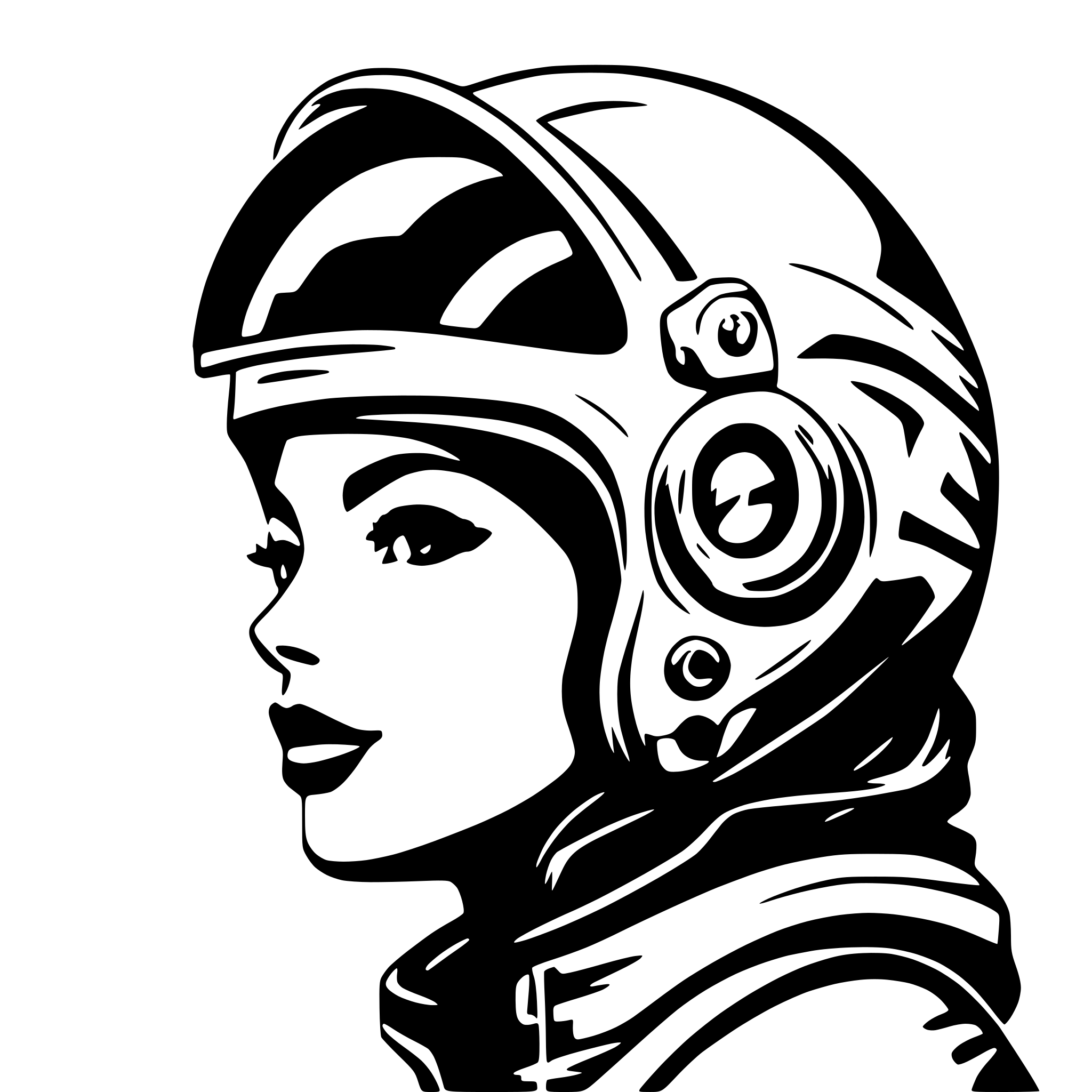 AI-generated SVG of 'female cosmonaut black visor'