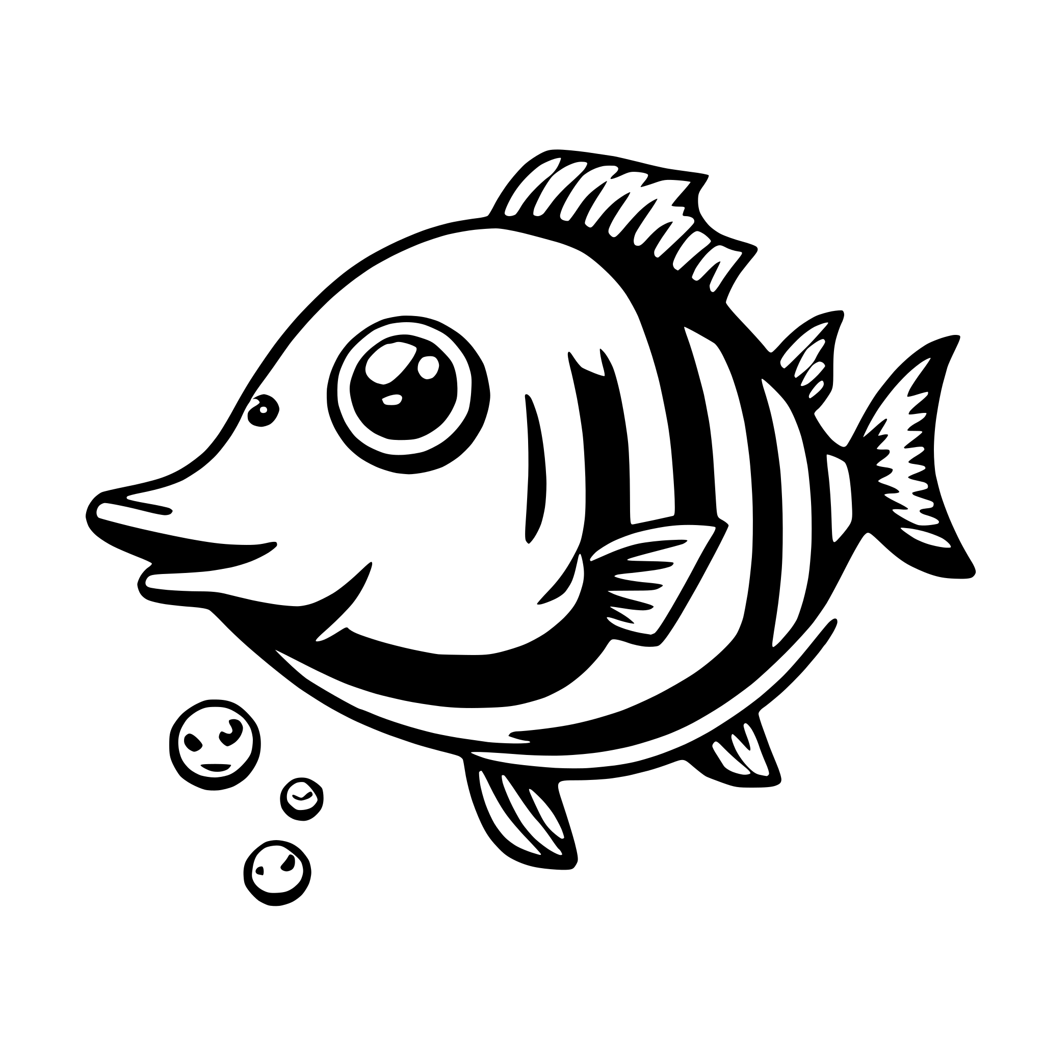 AI-generated SVG of 'fish blowing bubbles'