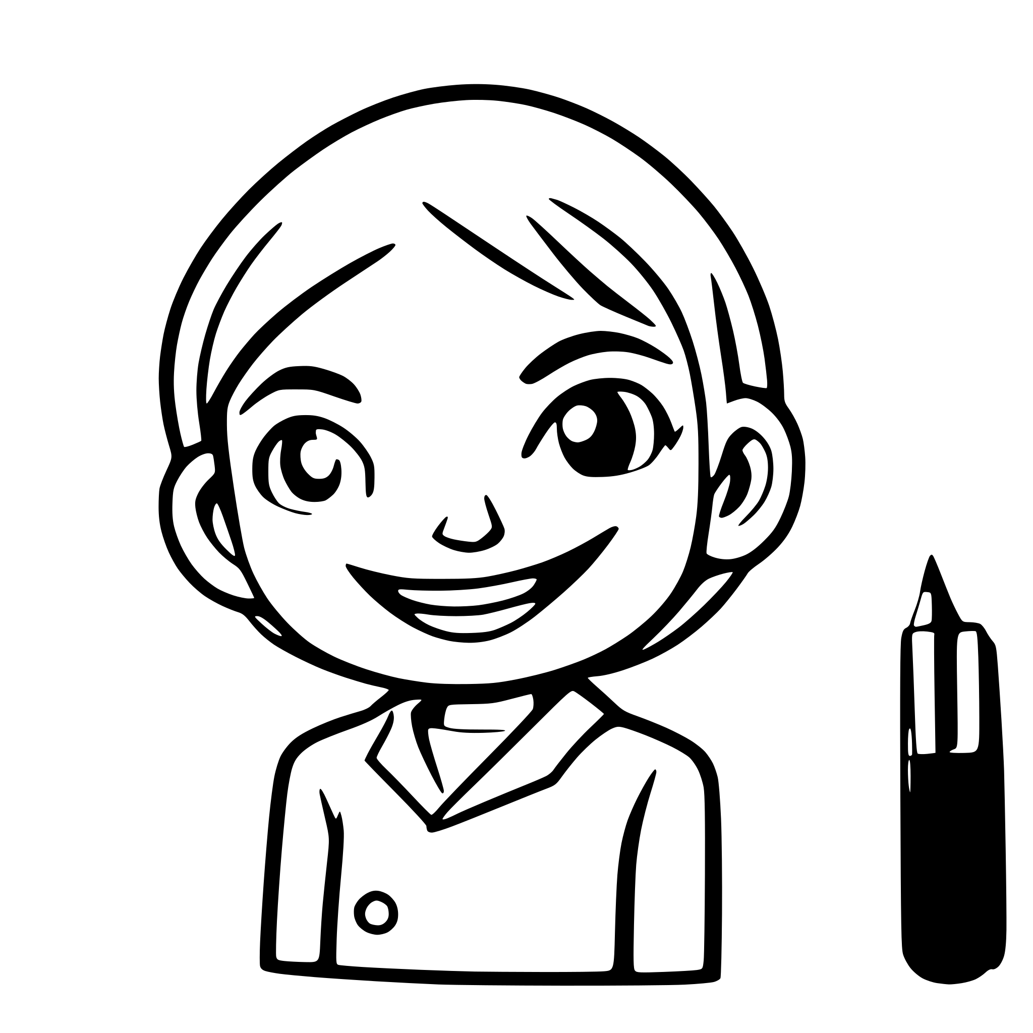AI-generated SVG of a smiled atoms sculptor