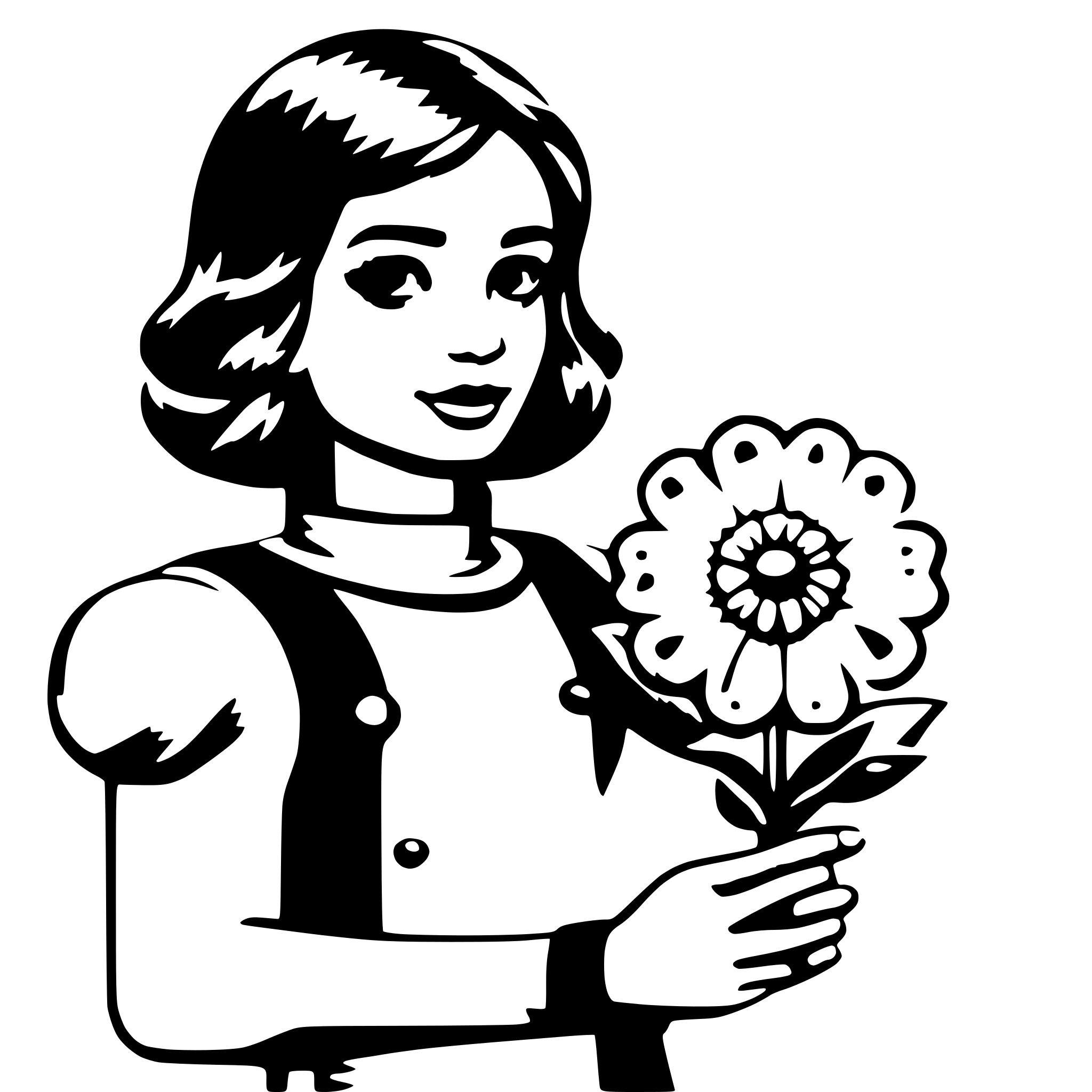 AI-generated SVG of 'ai assistant holding a flower'