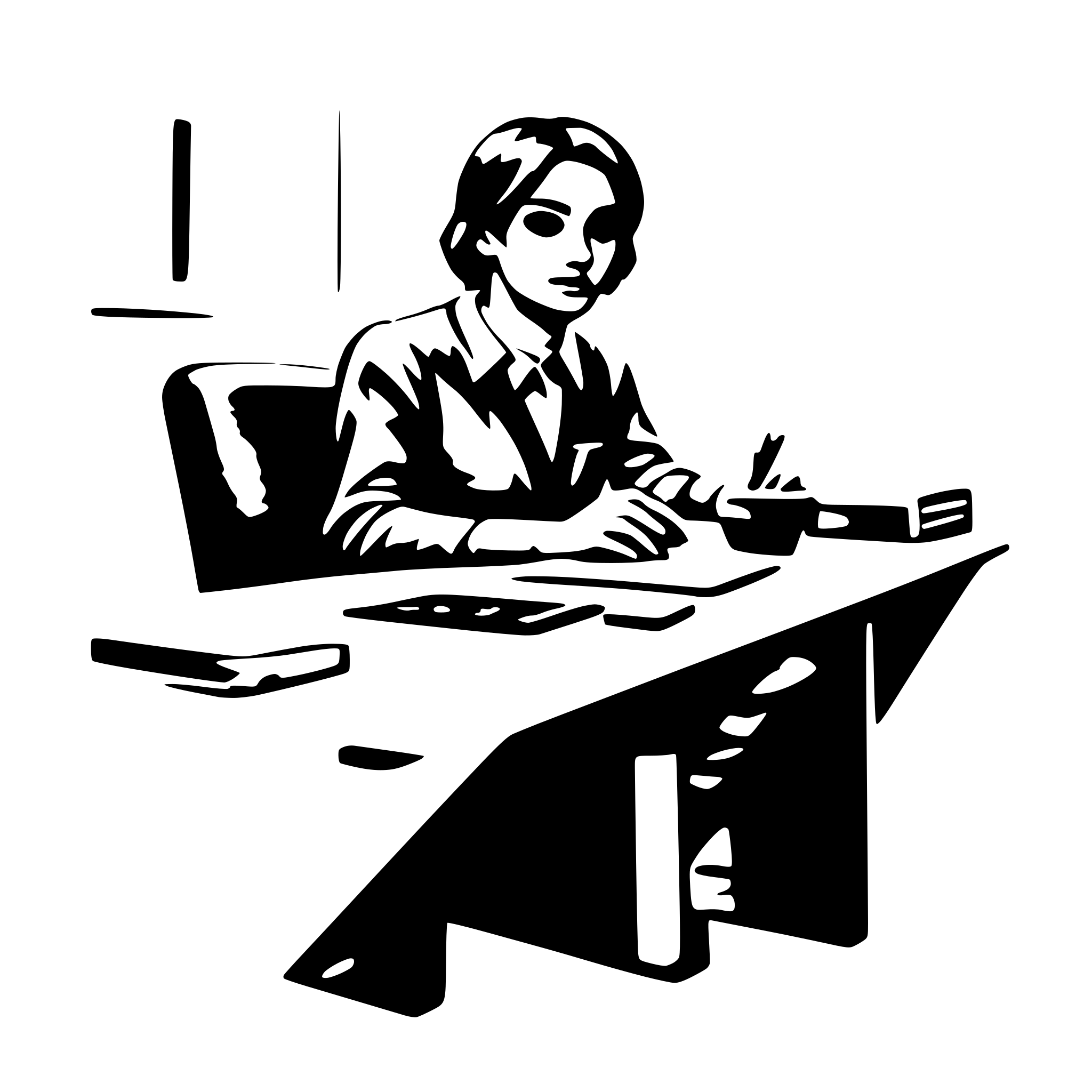 AI-generated SVG of 'Worker at desk'