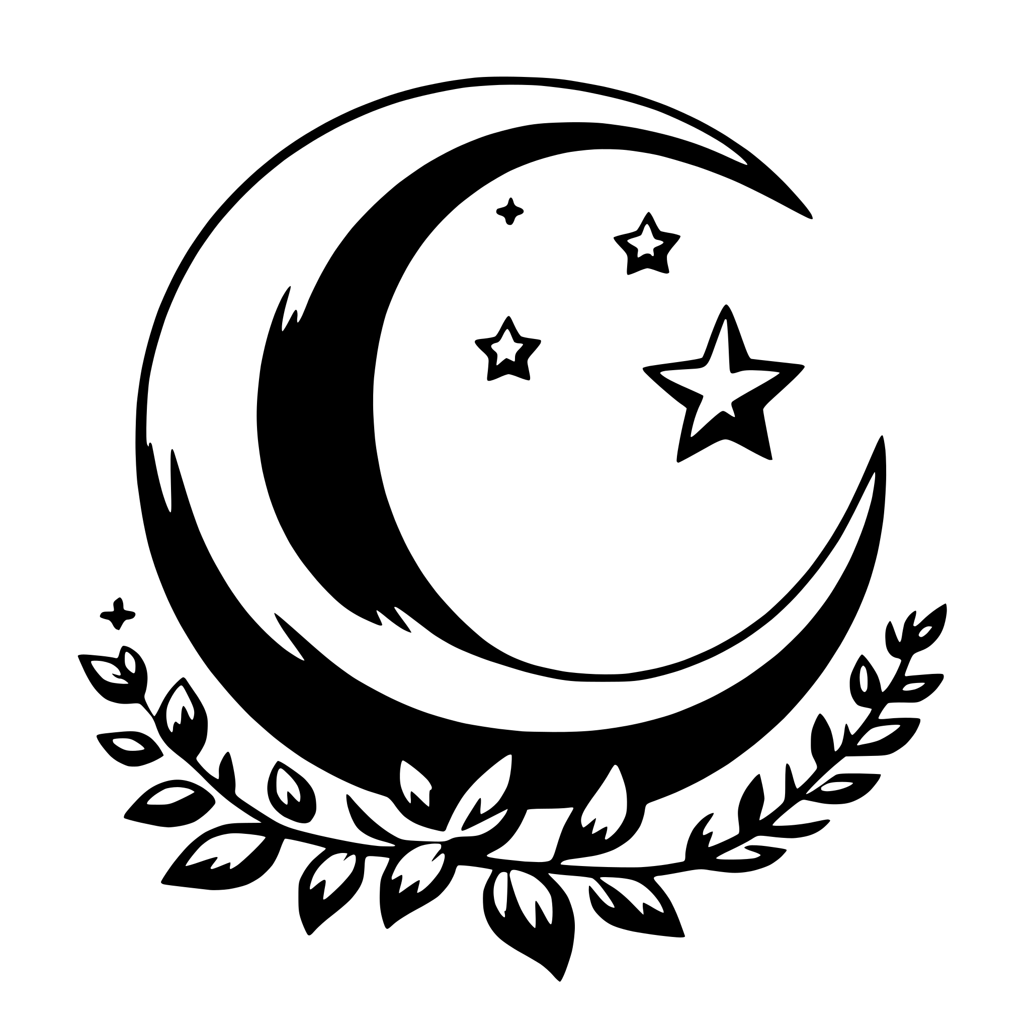 AI-generated SVG of 'crescent moon and stars'