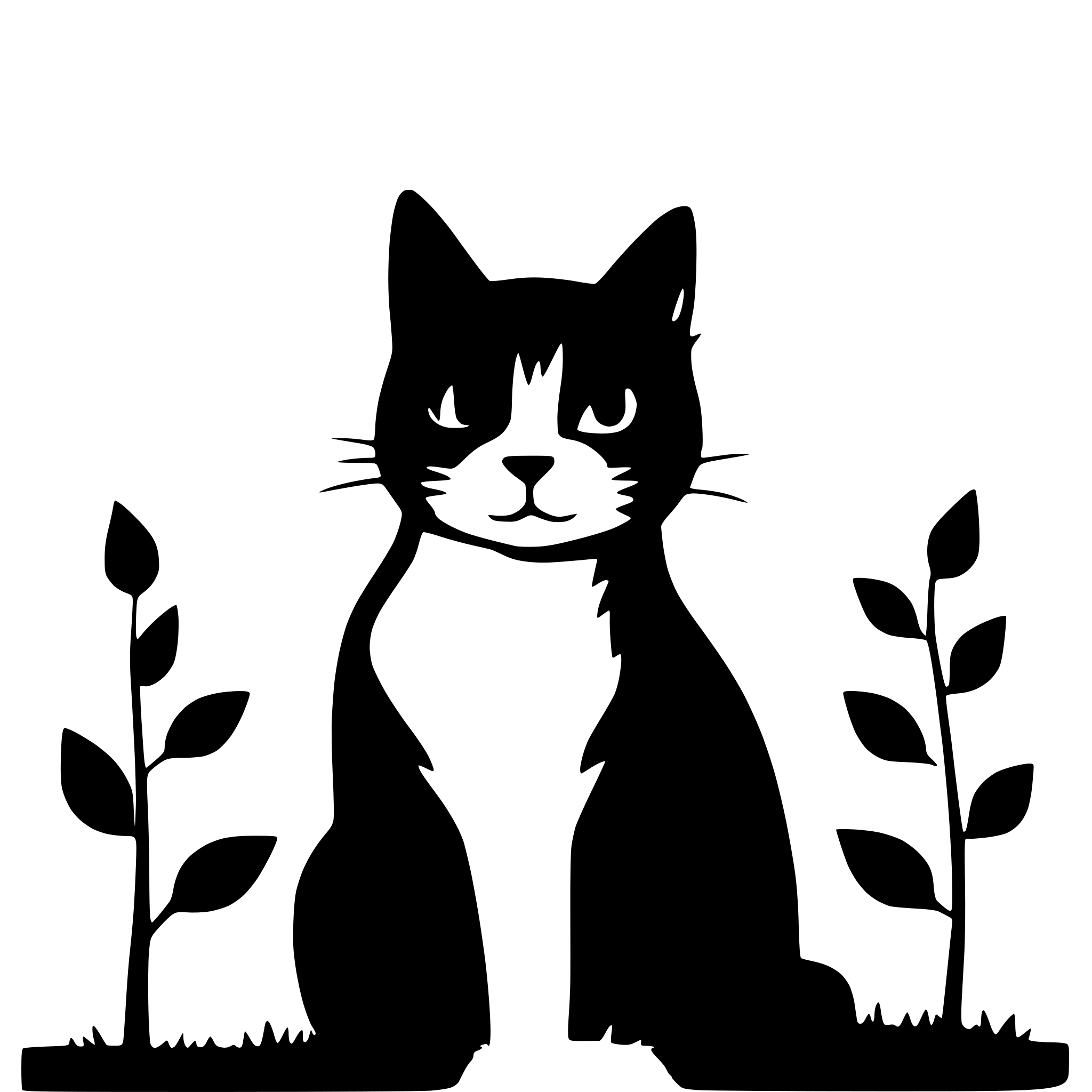 AI-generated SVG of a cat silhouette with flowers within the silhouette