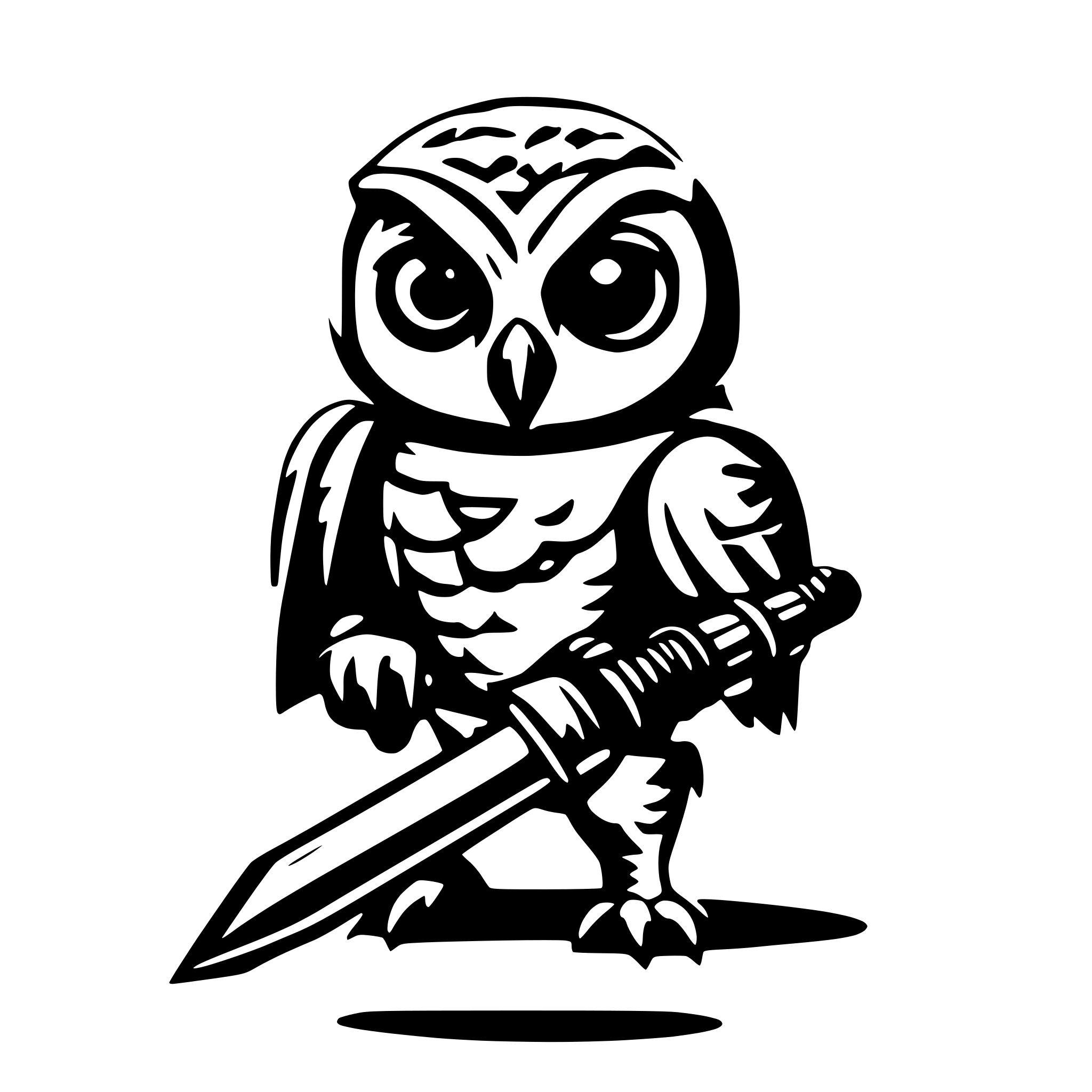 AI-generated SVG of 'a owl holding a lightsaber'