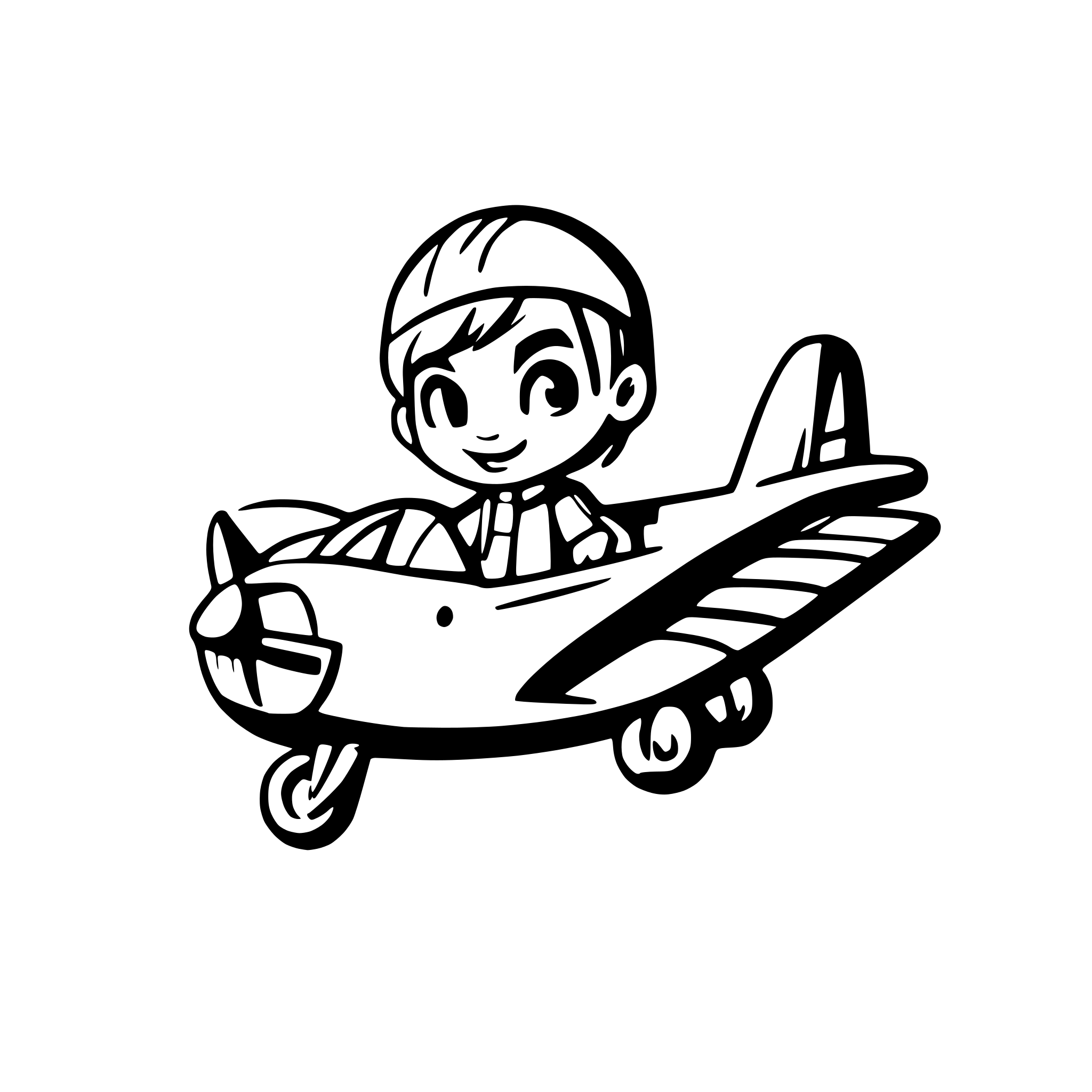 AI-generated SVG of a plane with a cut boy in the cockpit
