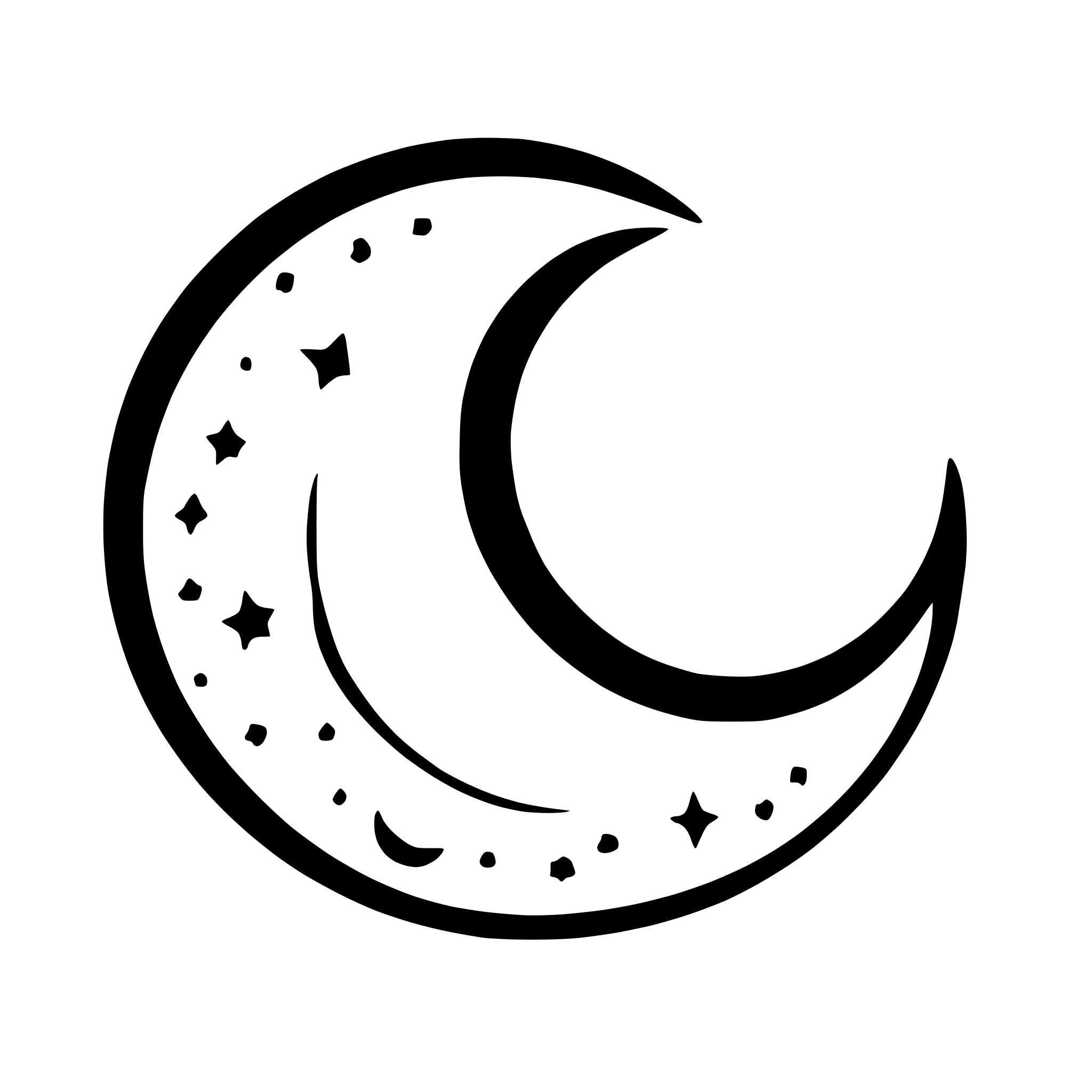 AI-generated SVG of 'crescent moon with stars'
