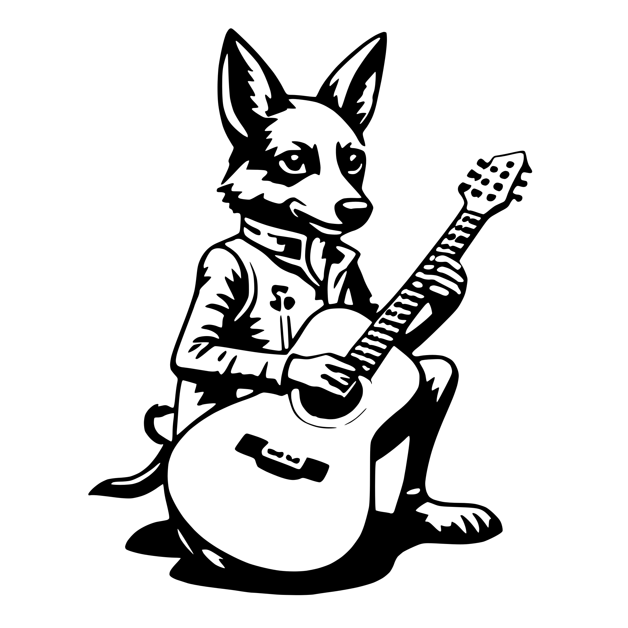 AI-generated SVG of 'jackal with guitar'