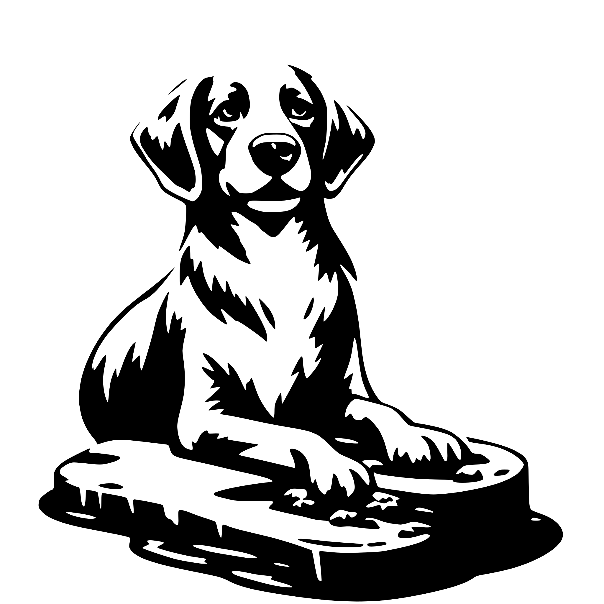 AI-generated SVG of a dog sploot
