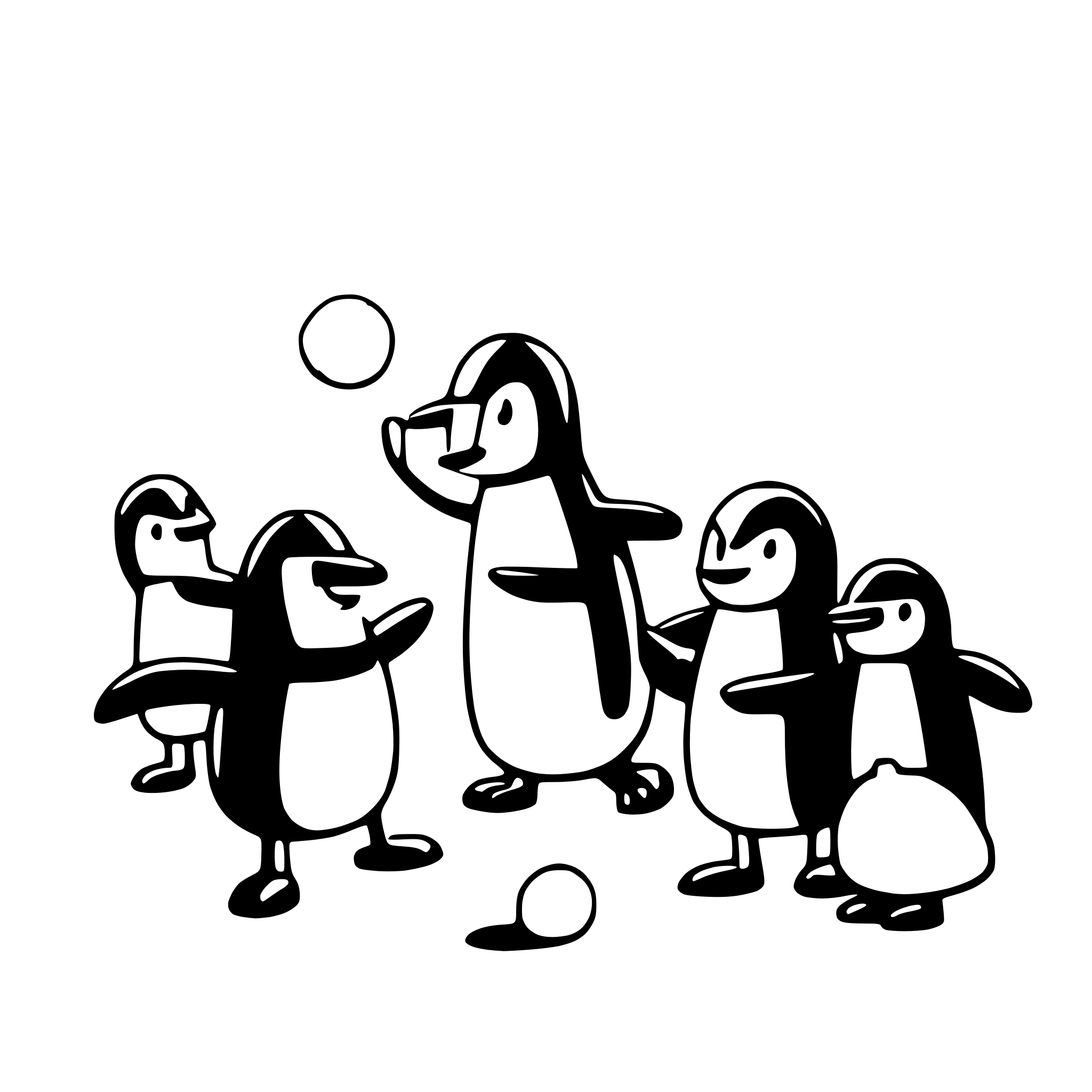 AI-generated SVG of 'a group of playful penguins having a snowball fight'