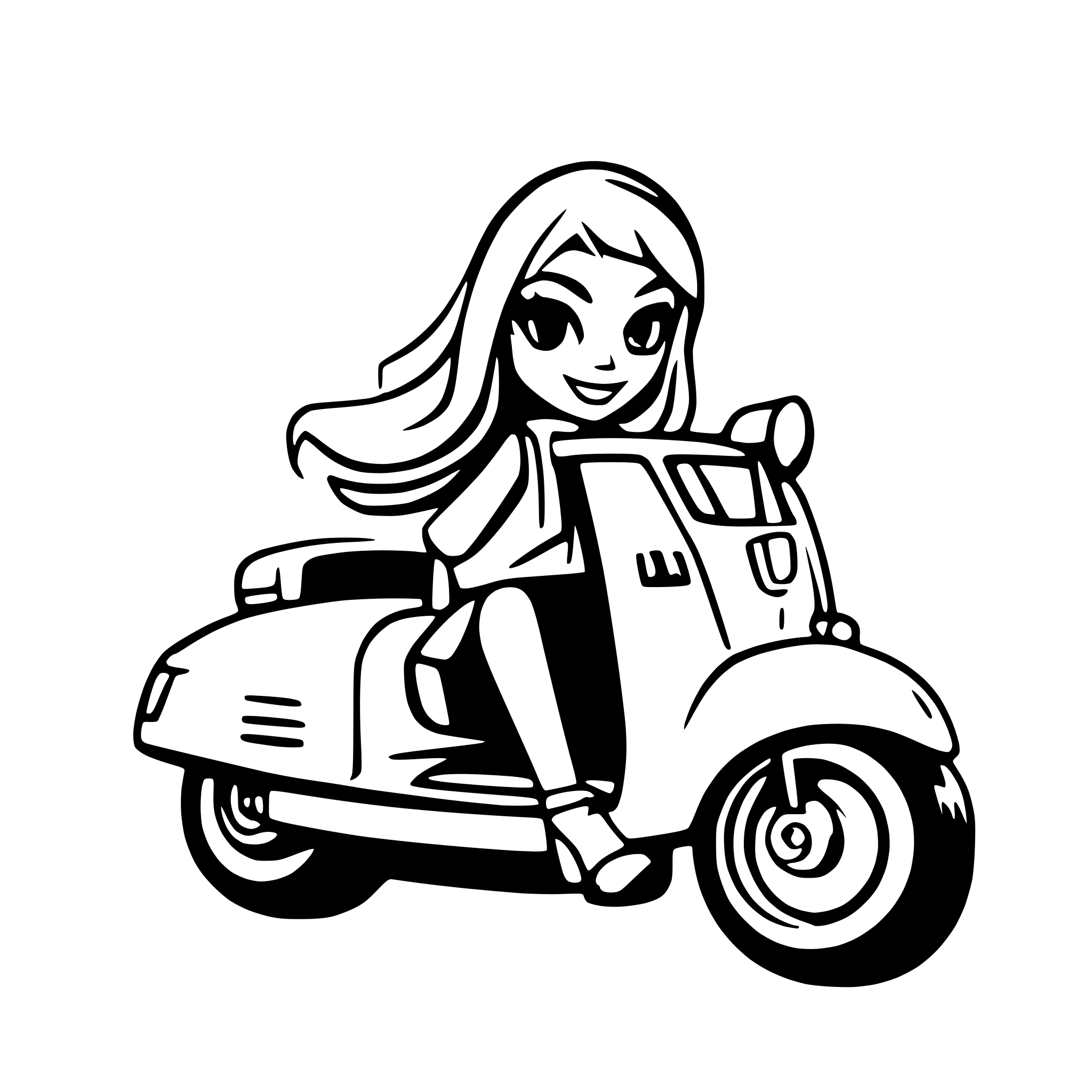 AI-generated SVG of a Shoulder Long Hair Iris on a vespa Numbers 40 AI-generated SVG of a Shoulder Long Hair Iris on a vespa Numbers 40