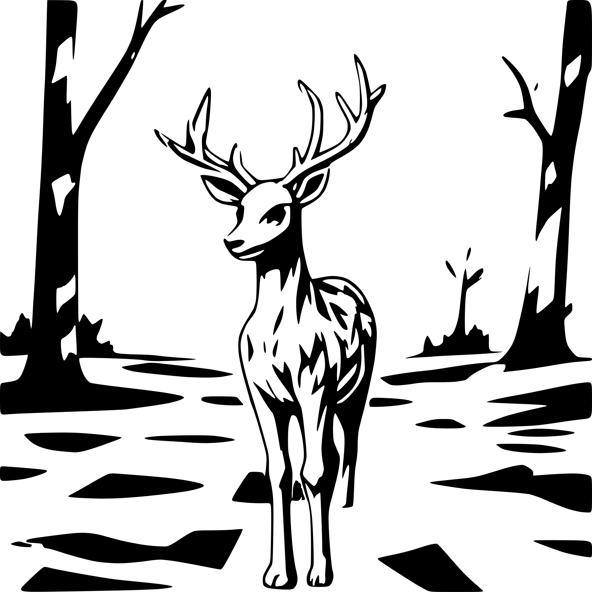 AI-generated SVG of a Hirsch am Teich mit wald