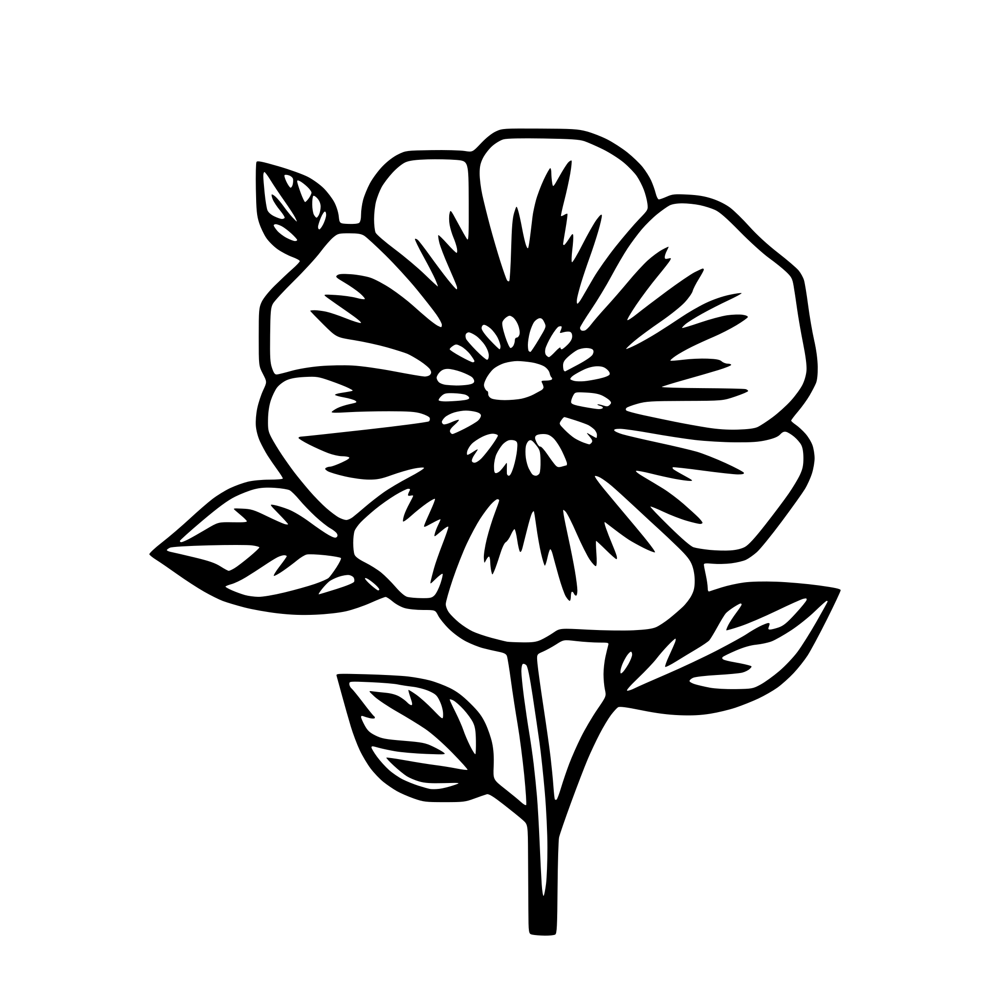 AI-generated SVG of a minimalistic modern flower with single line frame