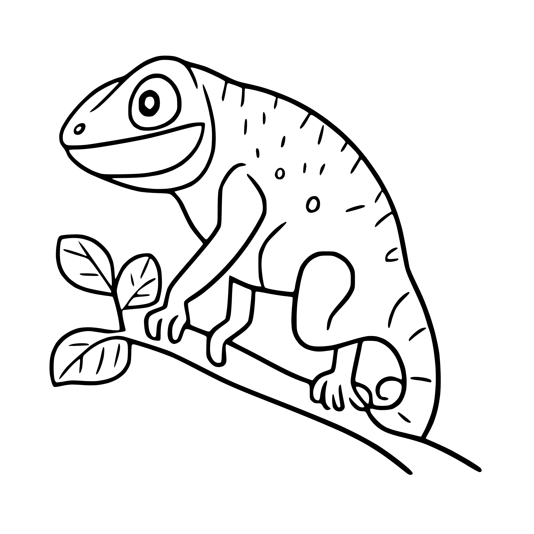 AI-generated SVG of 'chameleon on a branch'