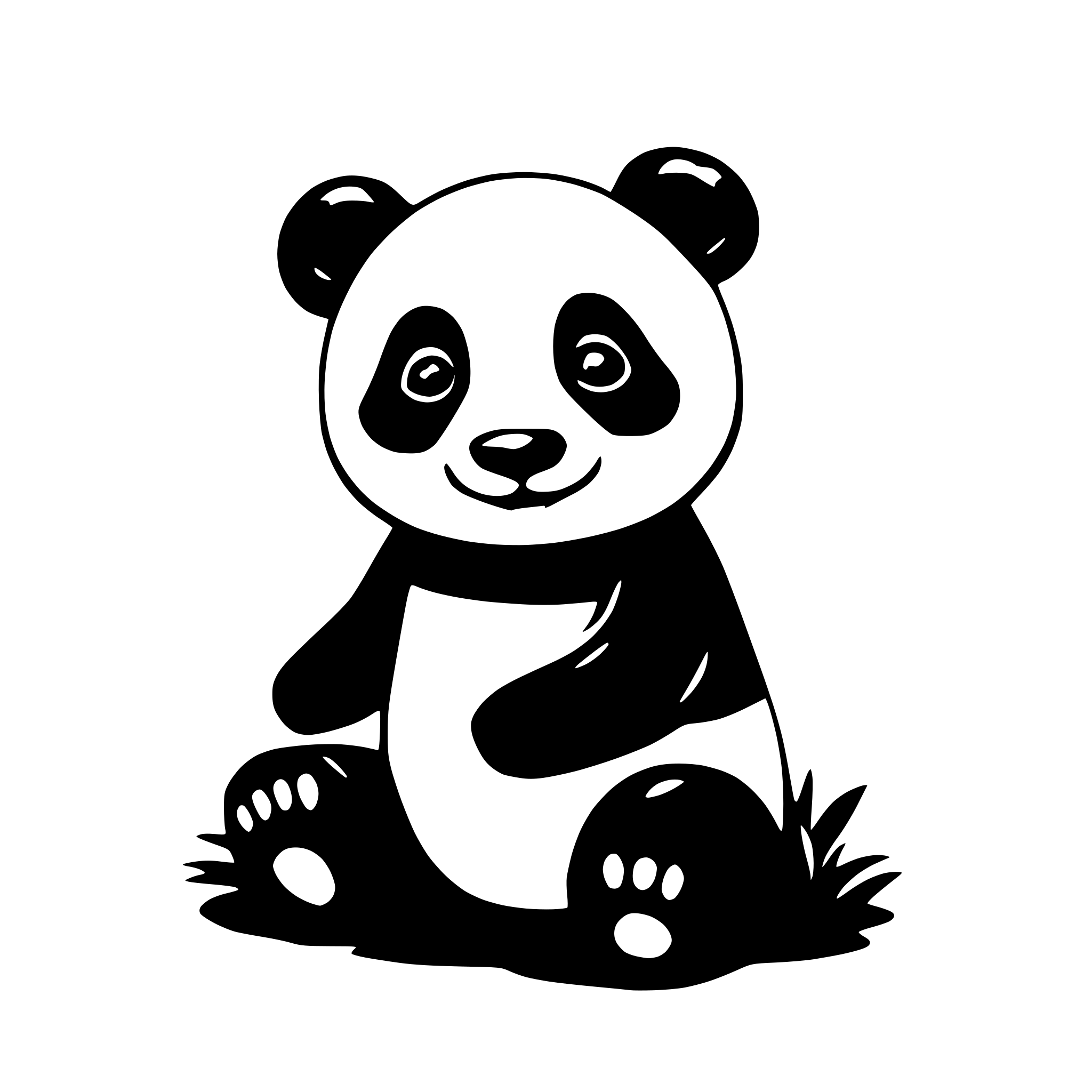 AI-generated SVG of 'create a simple and cute panda with only black and white'