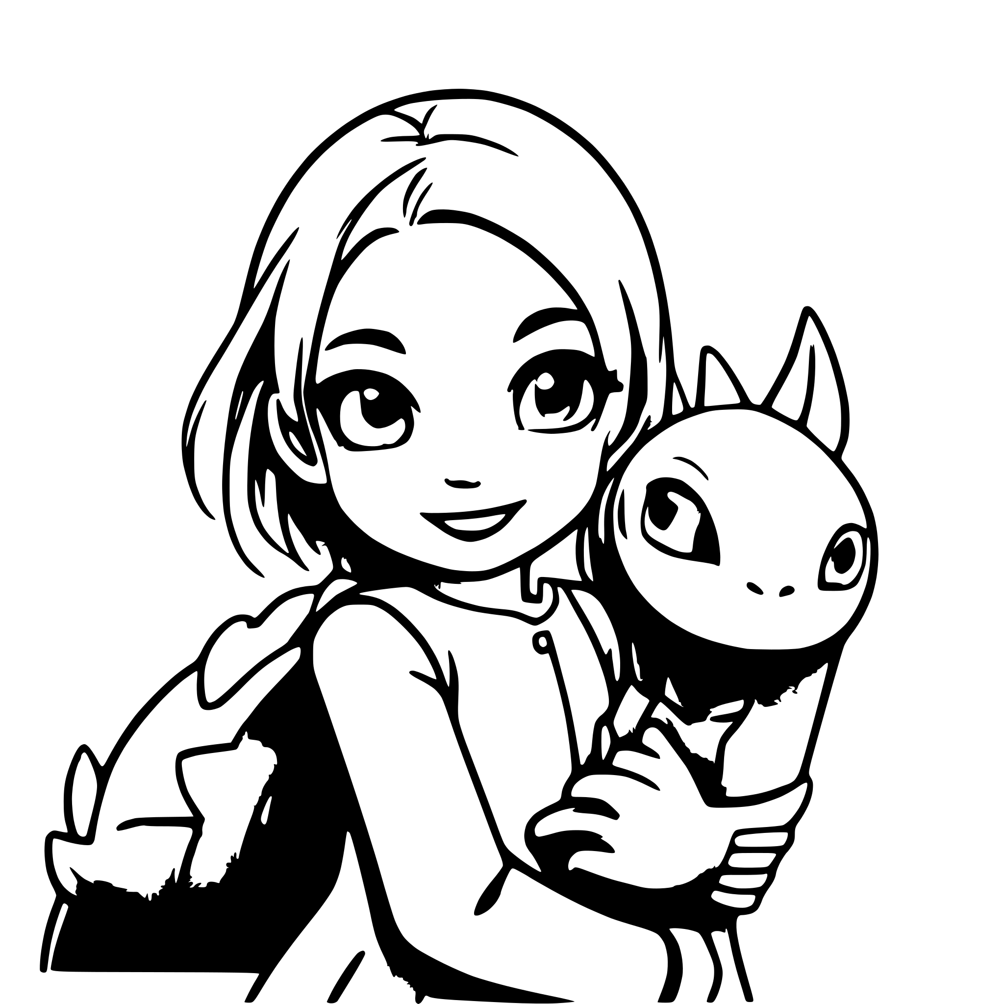 AI-generated SVG of a A little girl hugging a friendly blue dragon with a sign that says AI-generated SVG of a A little girl hugging a friendly blue dragon with a sign that says