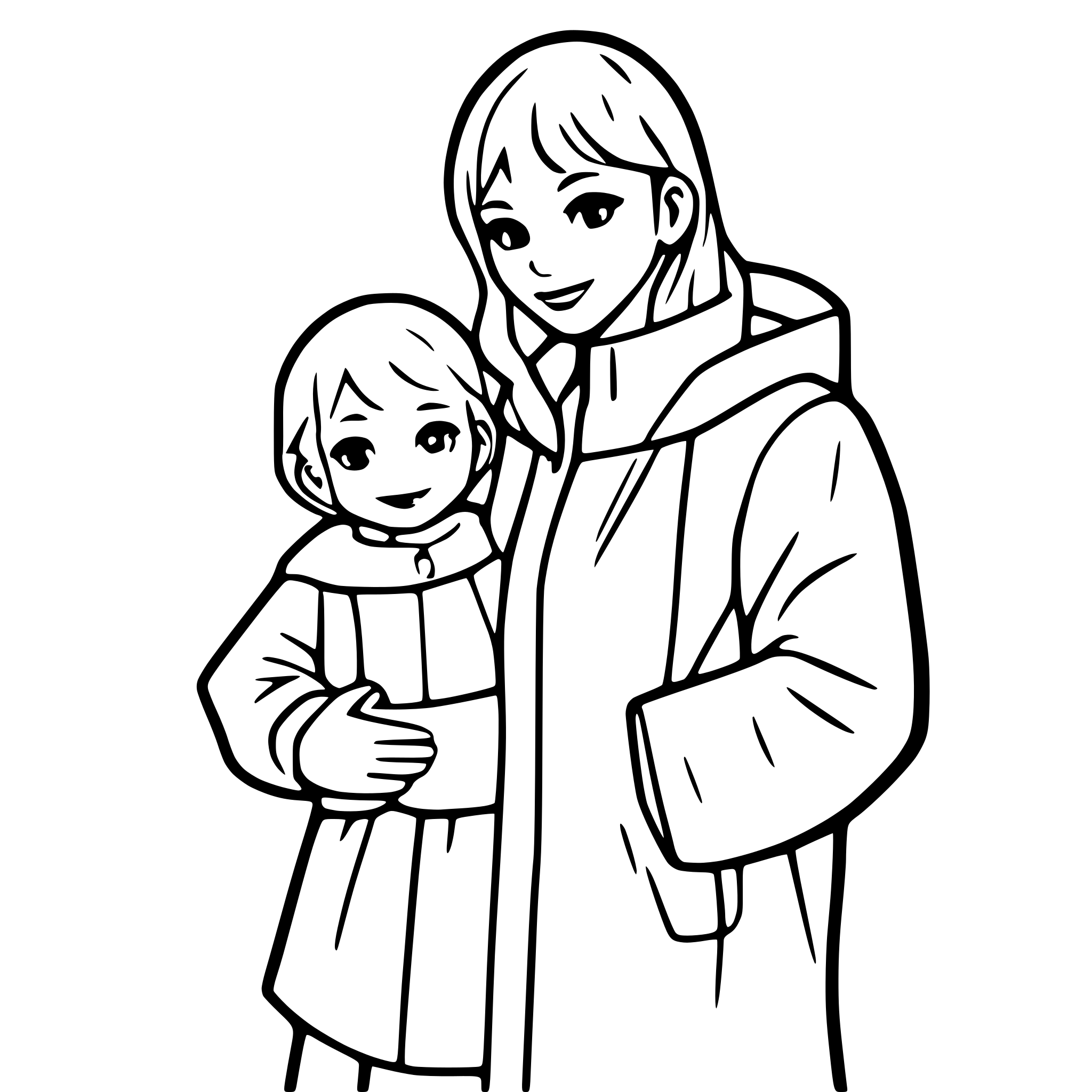 AI-generated SVG of a A young adult (male or female) with a child by their side.