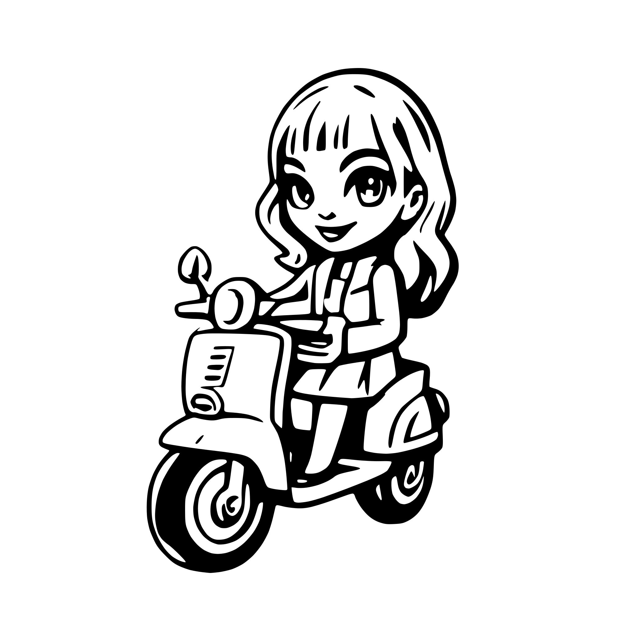 AI-generated SVG of 'Iris on a vespa'